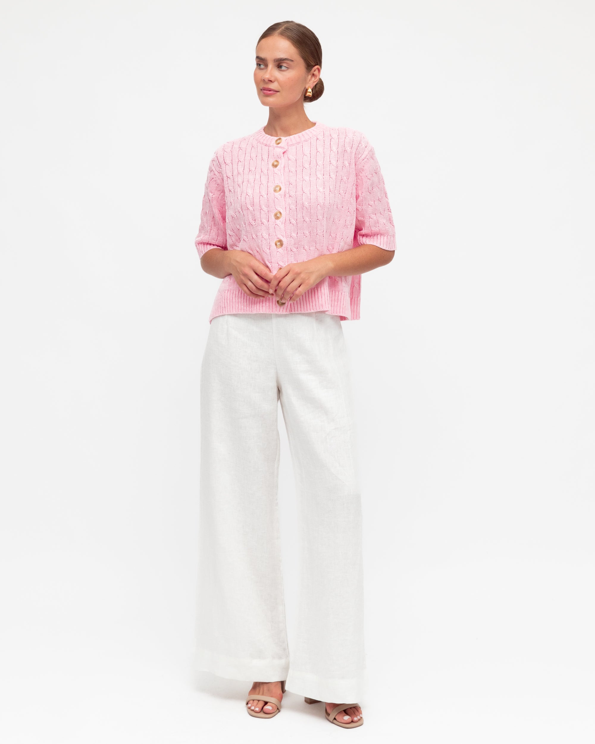Dianna Cropped Cardigan Pink