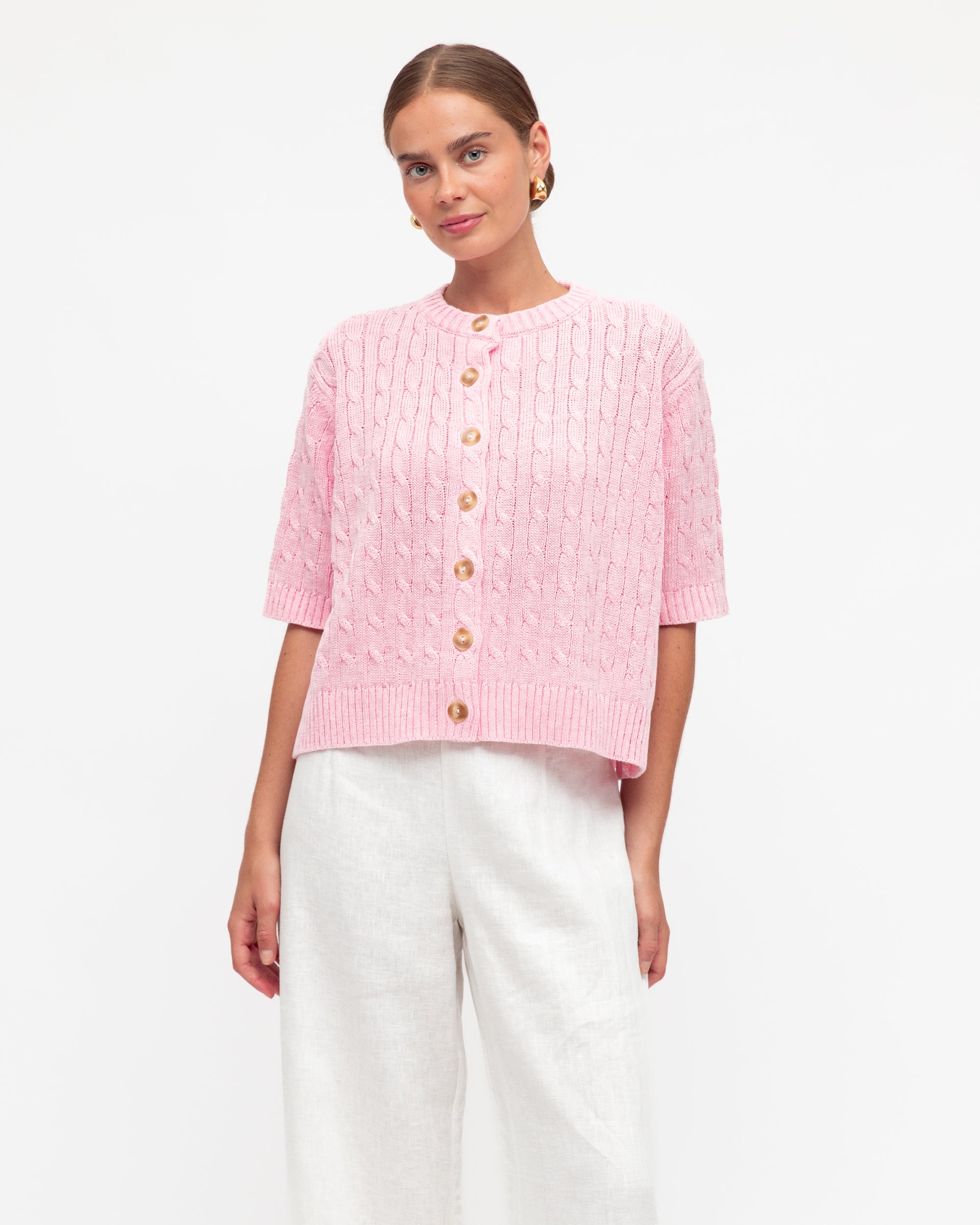 Dianna Cropped Cardigan Pink