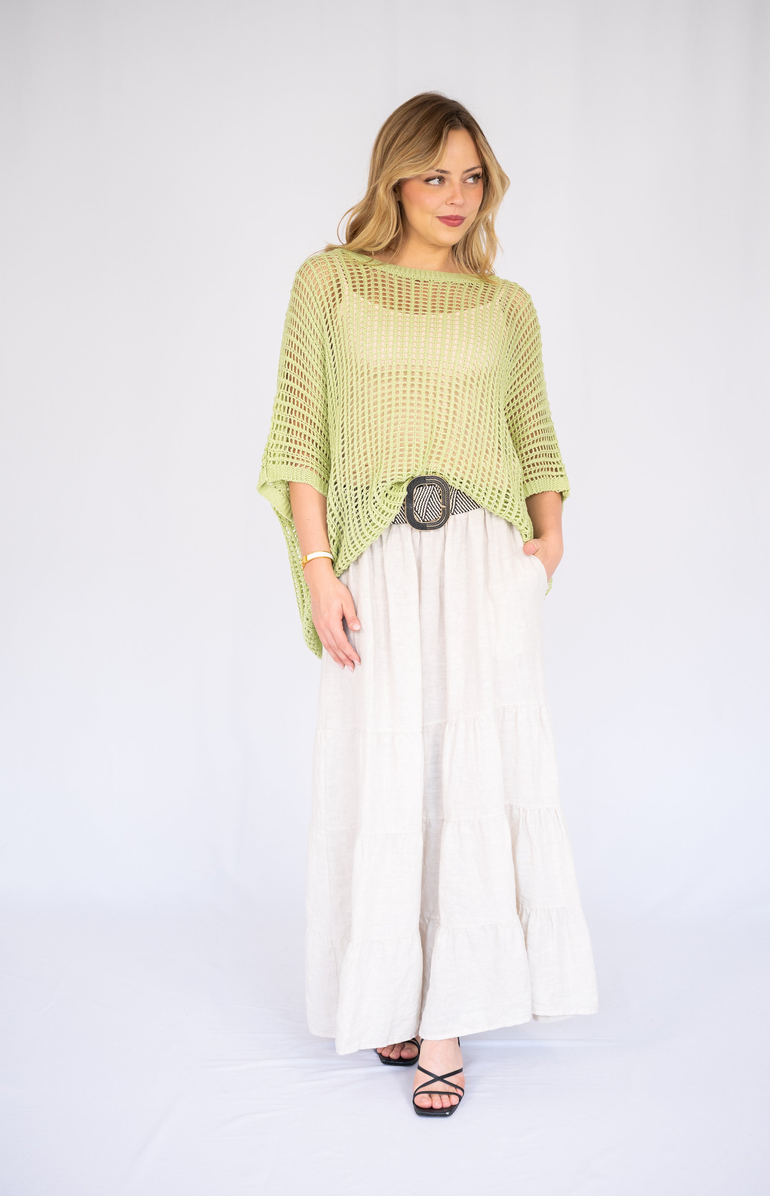 Lee Open-Weave Knit Top Avocado