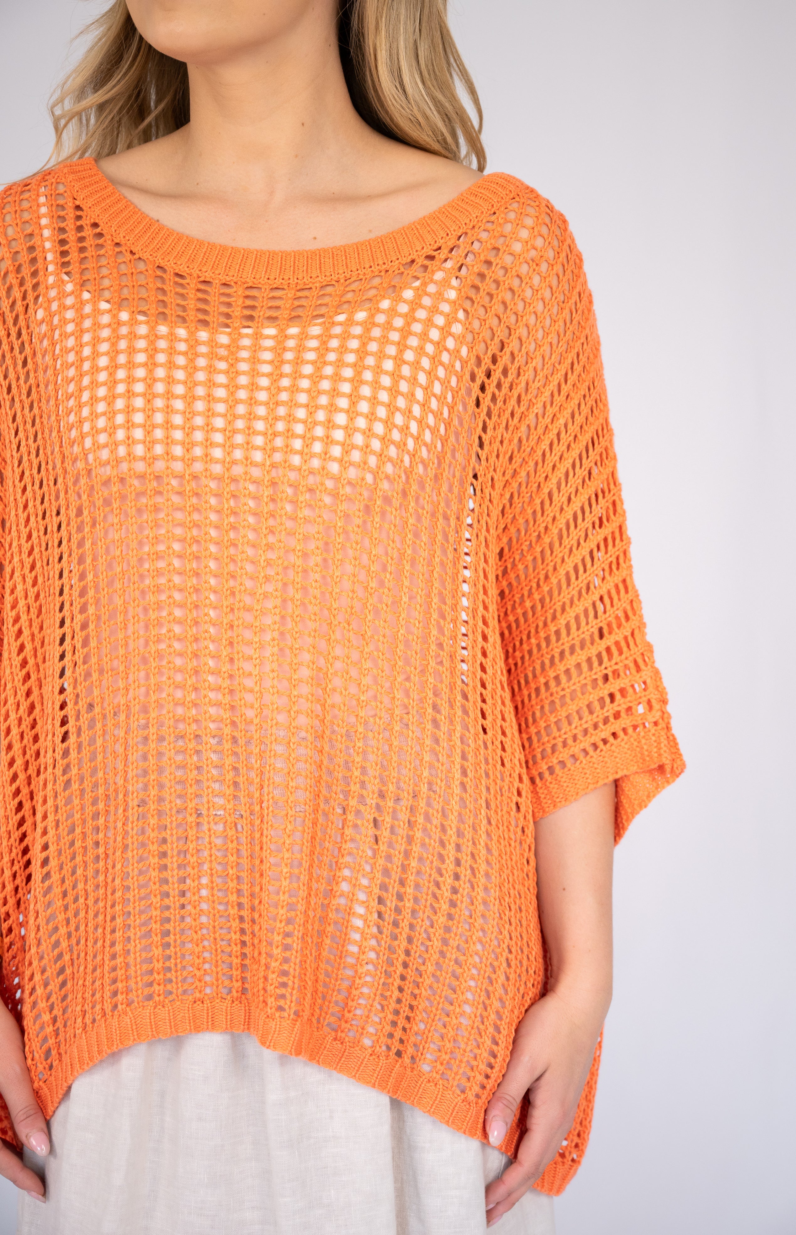 Lee Open-Weave Knit Top Tangerine