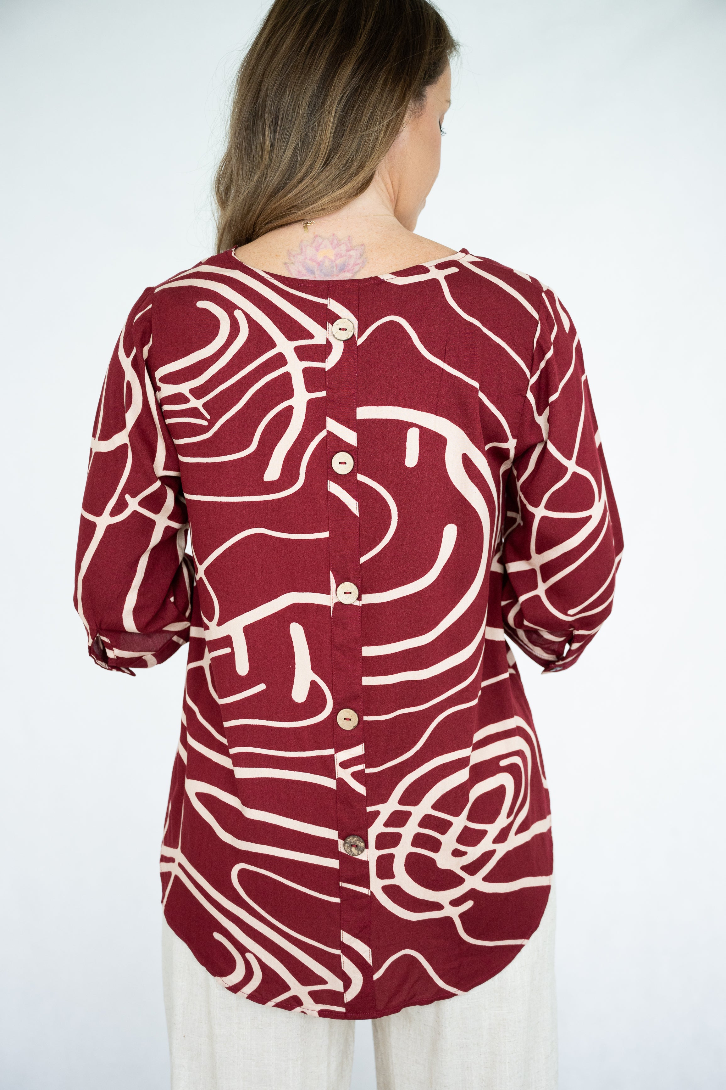 Scribble Burgundy Print Top