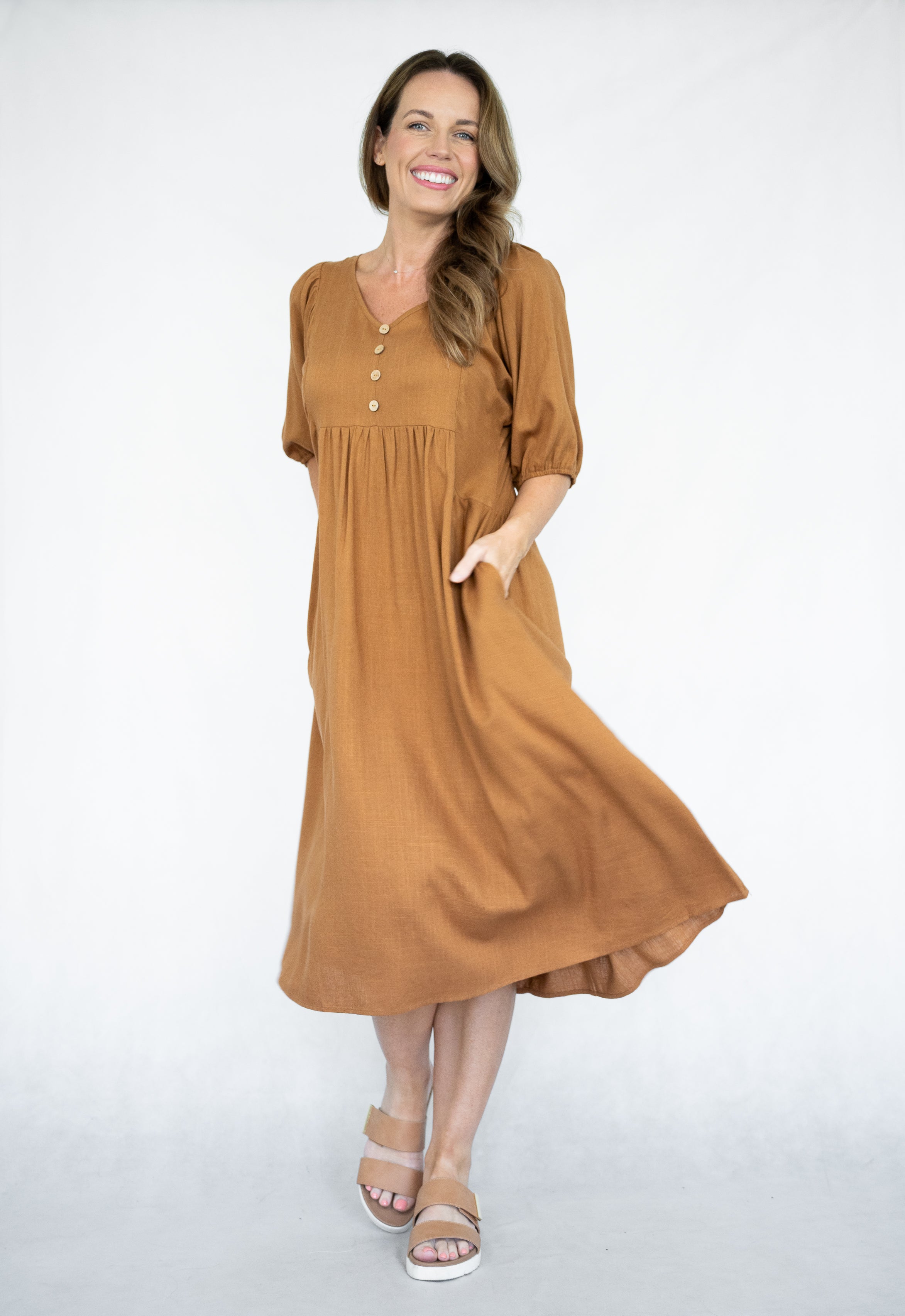 Bonny Tan Midi Dress