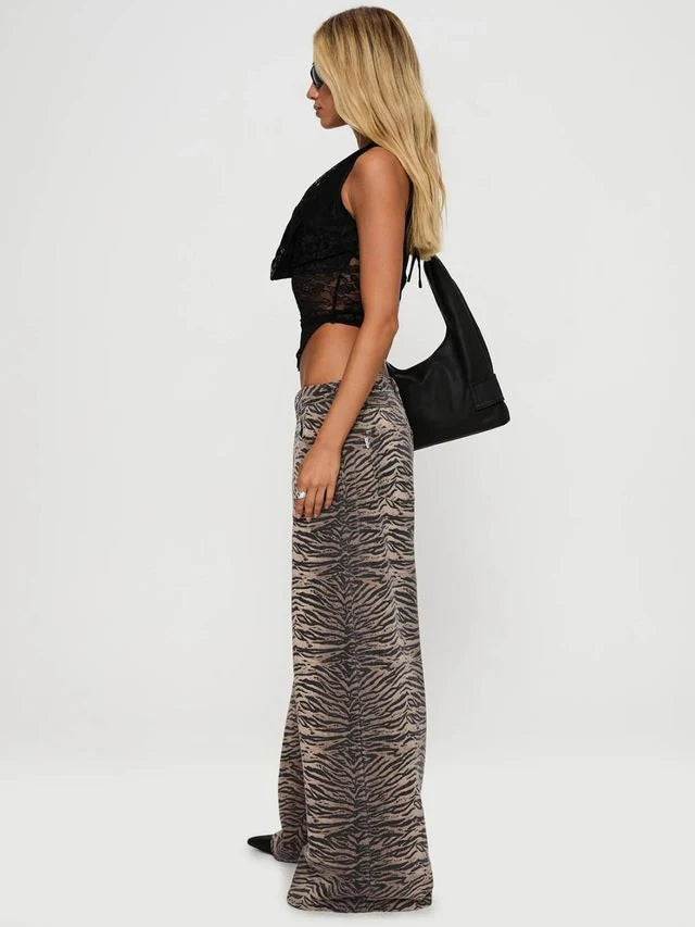 Moment in Y2K Zebra Flare Jeans