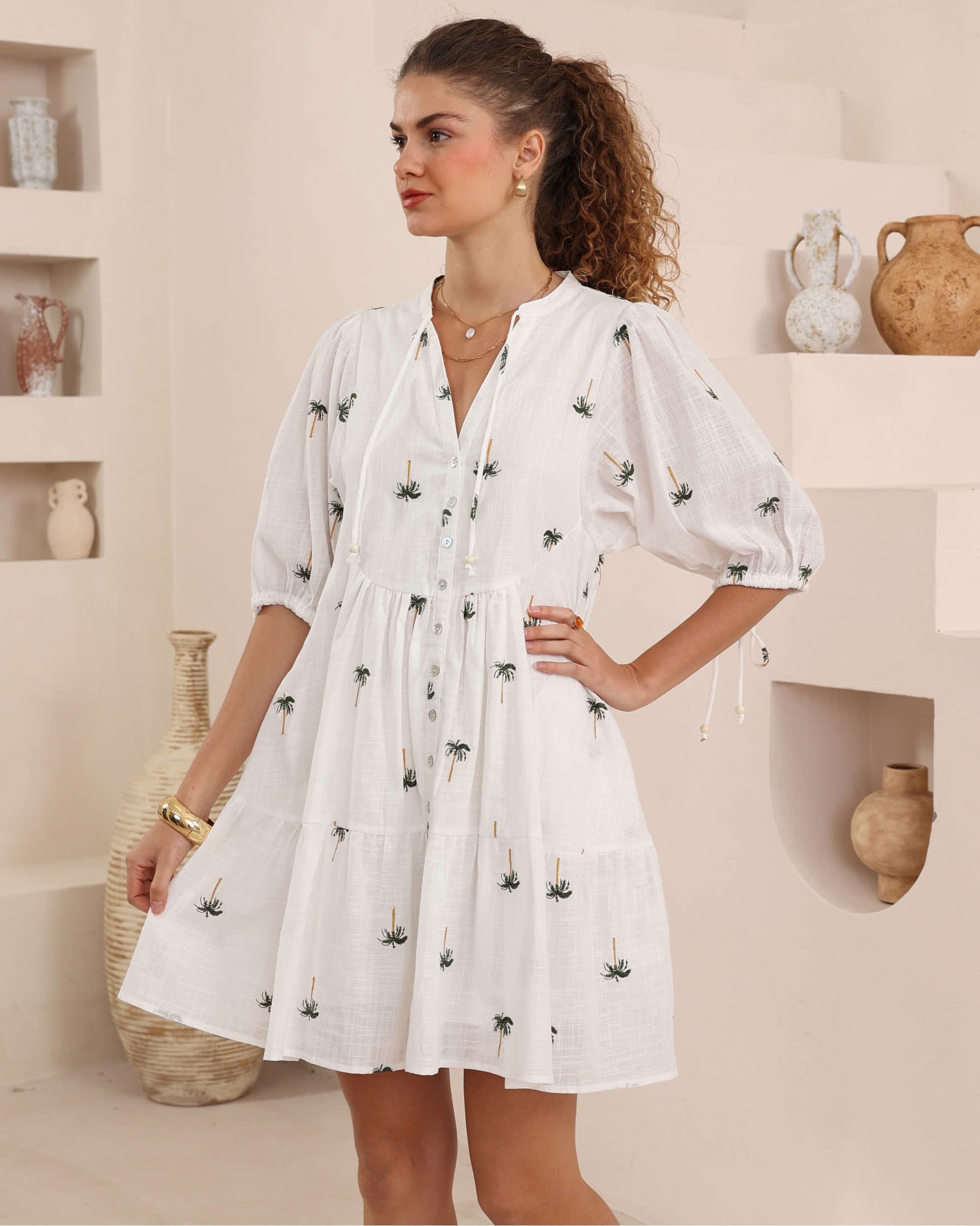 Portia Embroidered Babydoll Dress