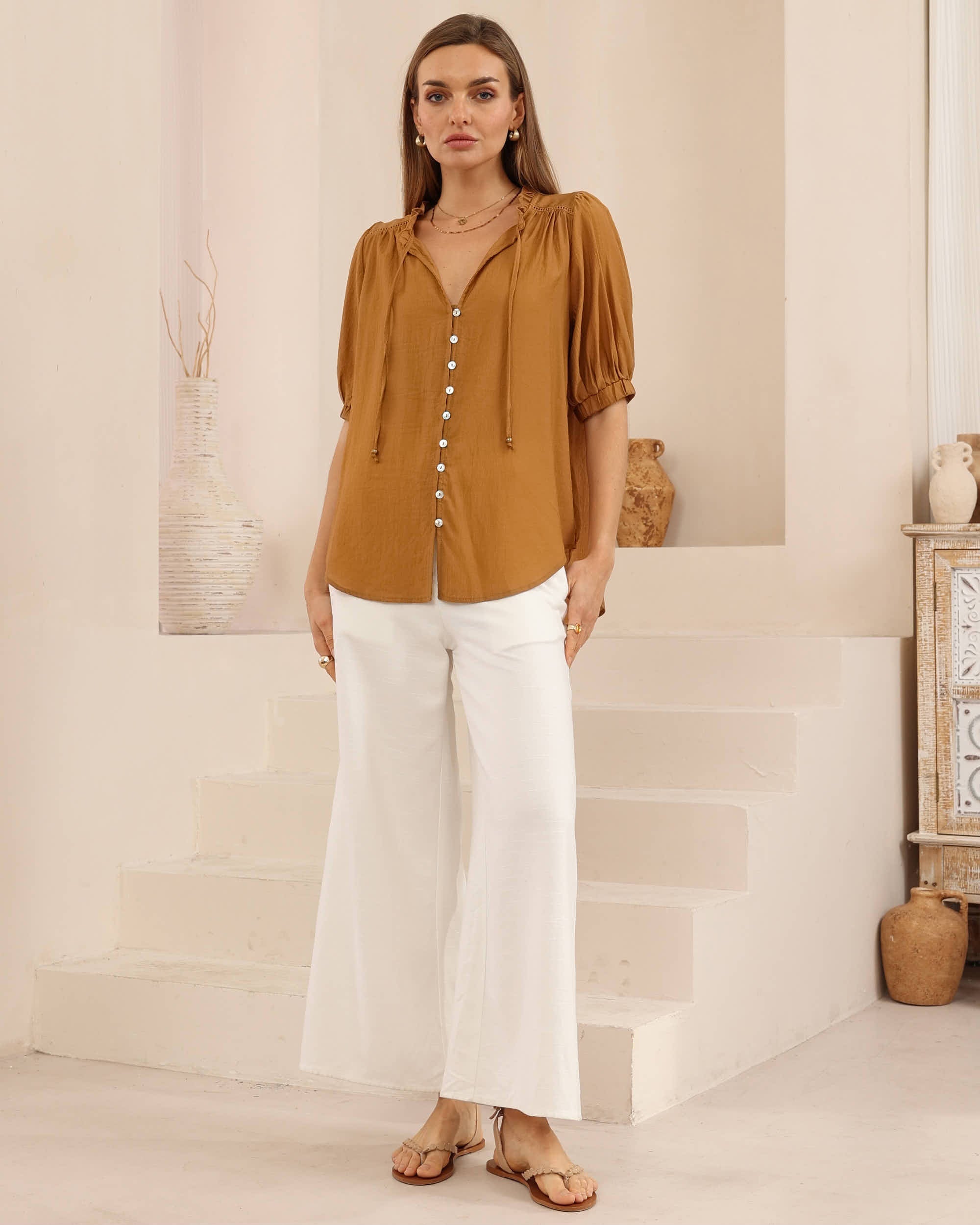 Lindy Blouse Tan