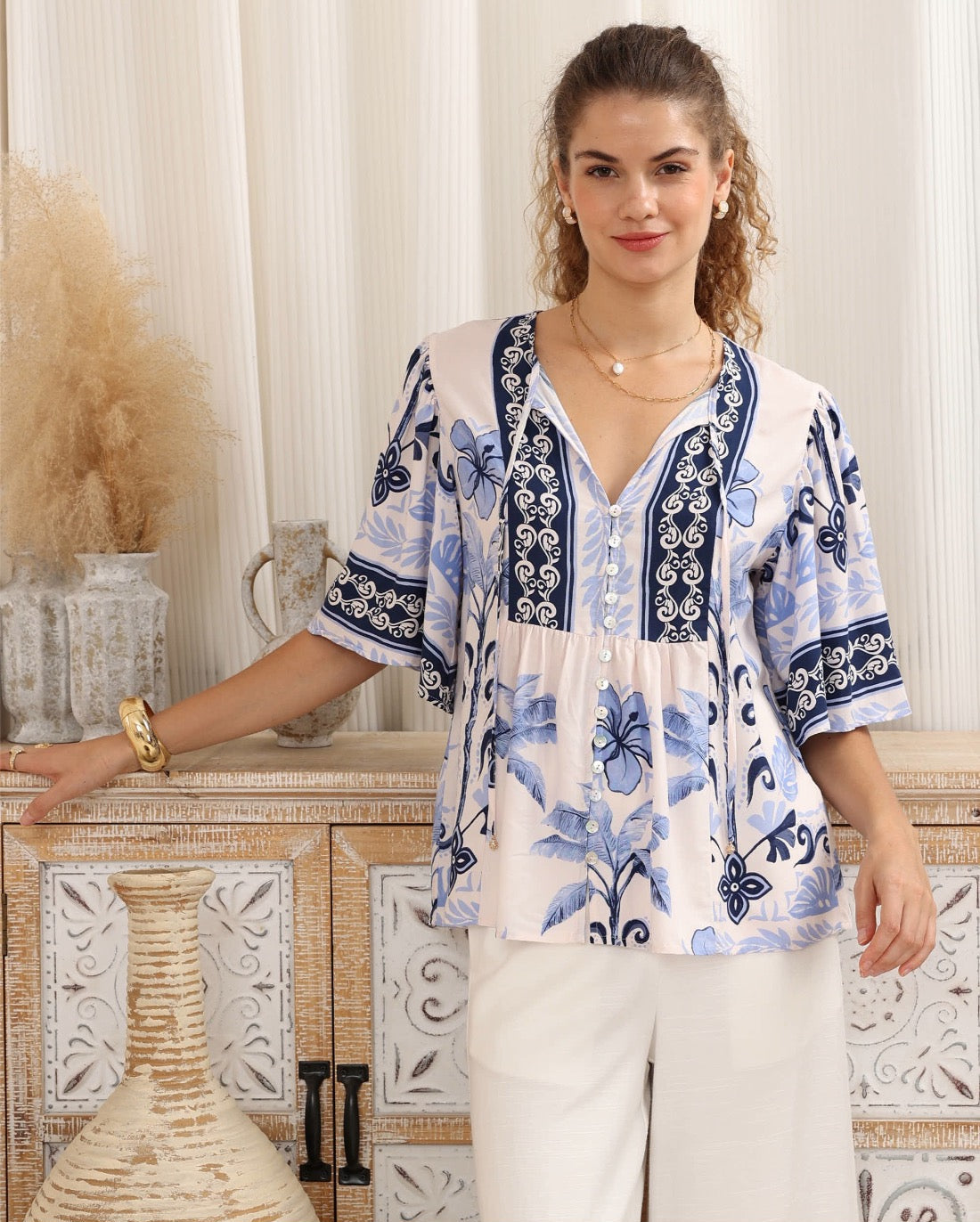 Blue Fauna Blouse