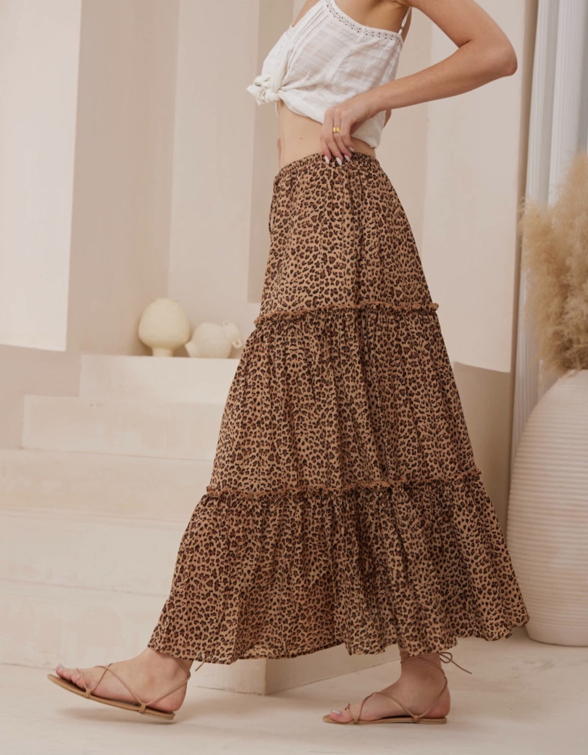 Leopard Maxi Tier Skirt