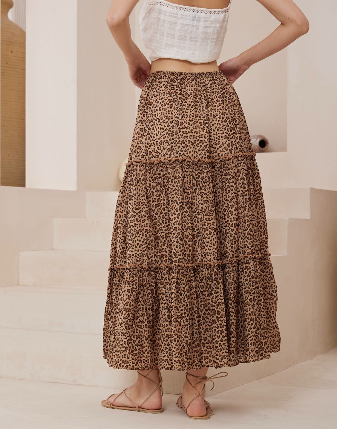 Leopard Maxi Tier Skirt