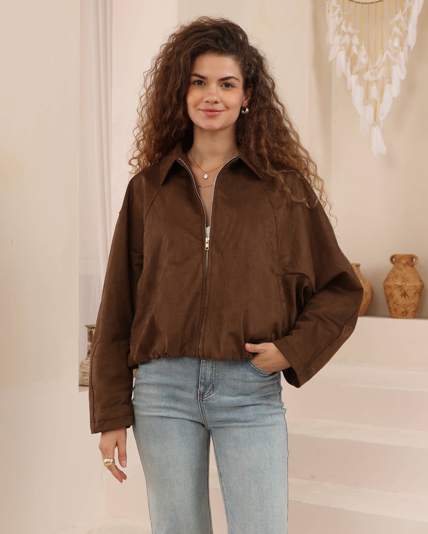 Vivian Suede Jacket Chocolate