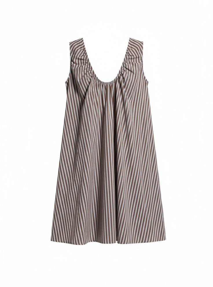 Valerie Stripe Mini Dress Chocolate