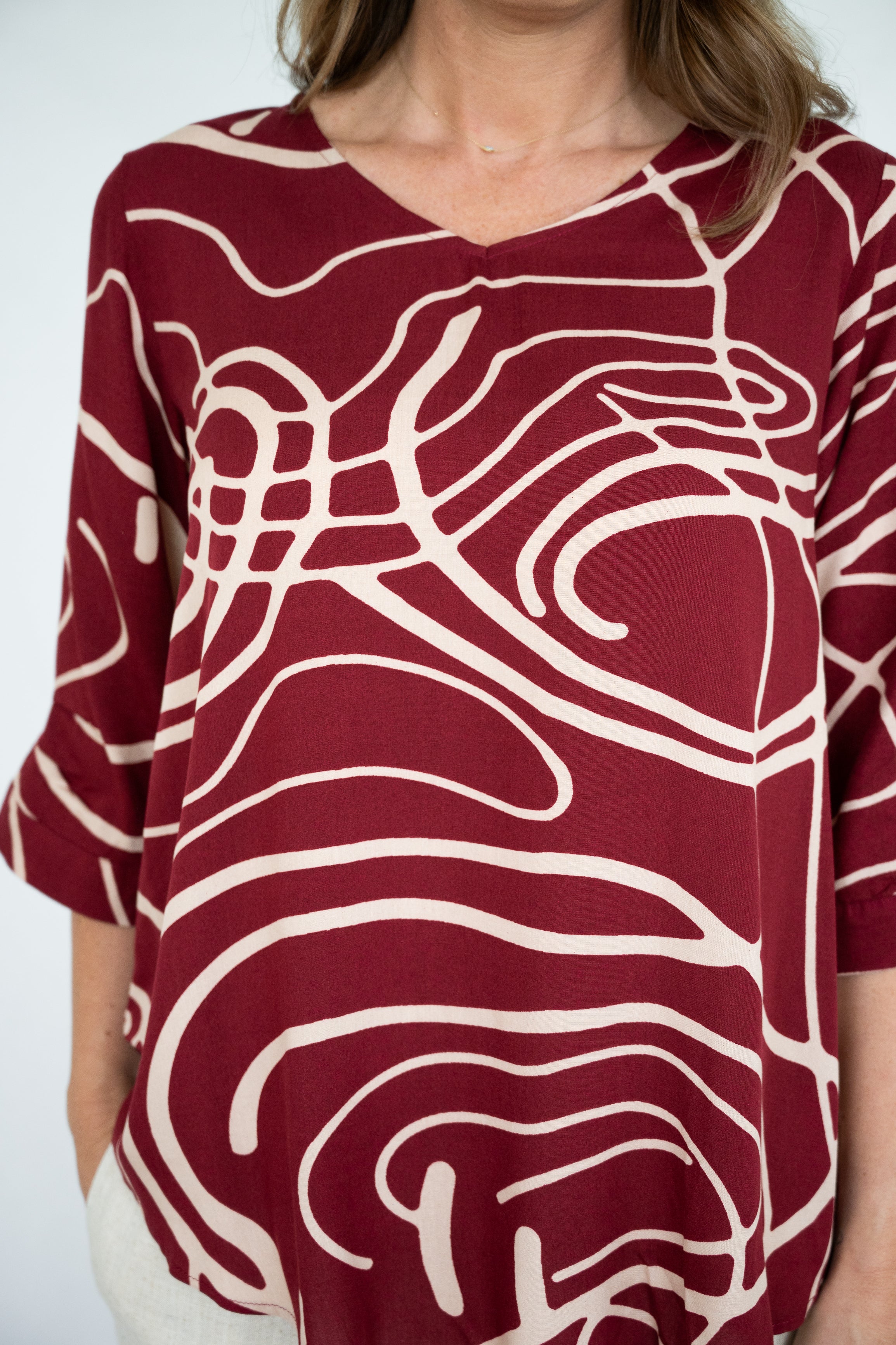 Scribble Burgundy Print Top