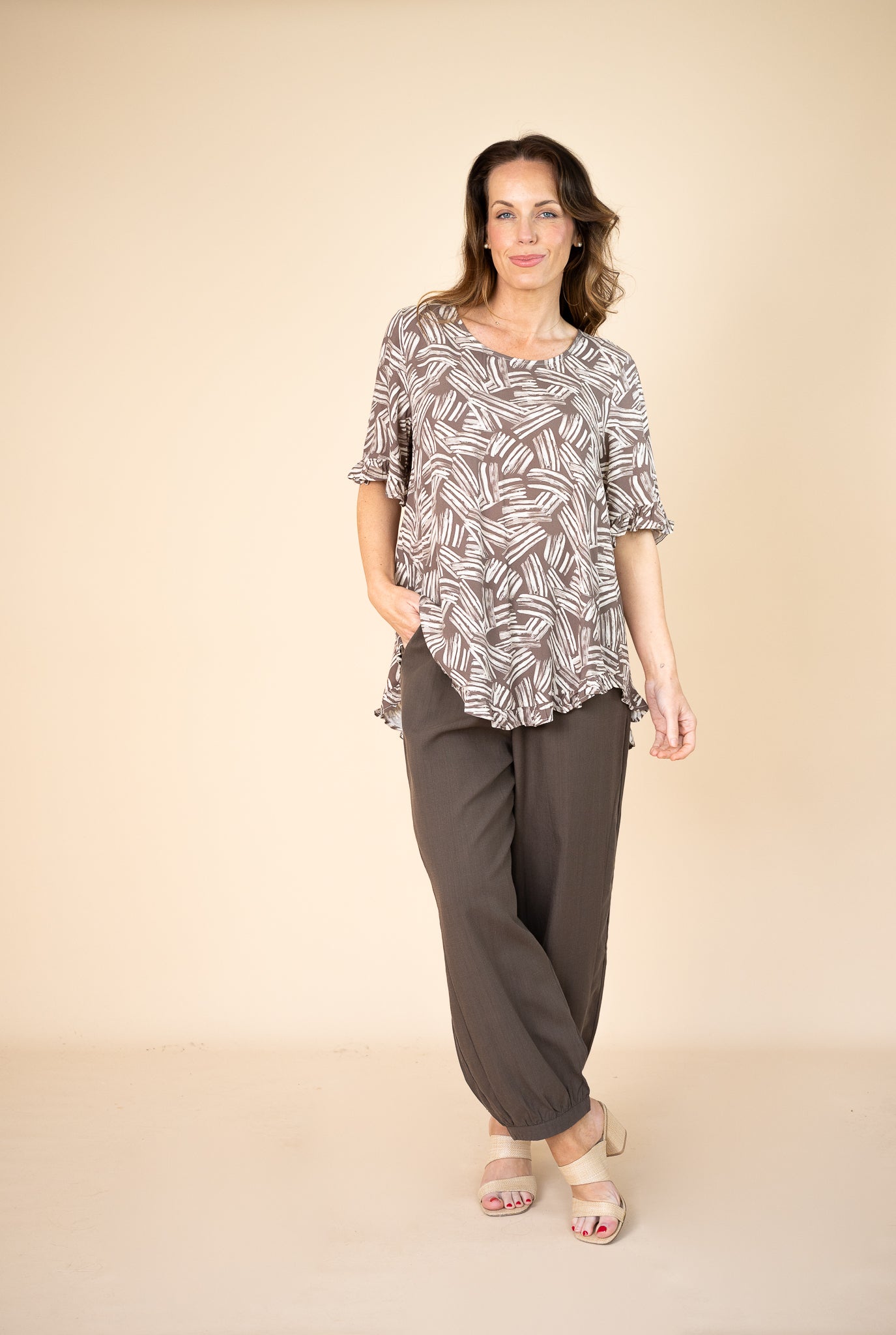 Jules Frill Hem Top Coffee