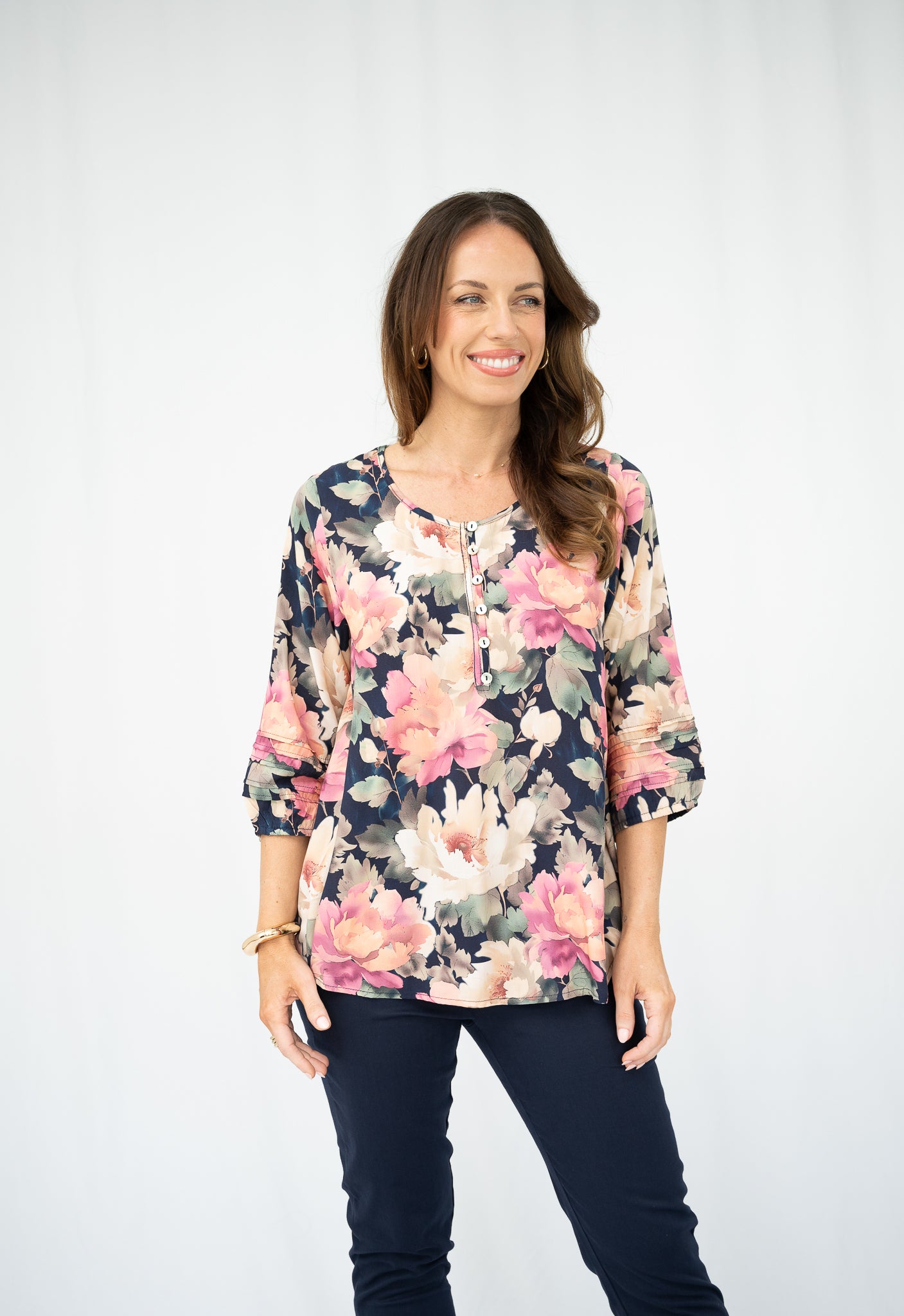Nella Floral Pleated Top