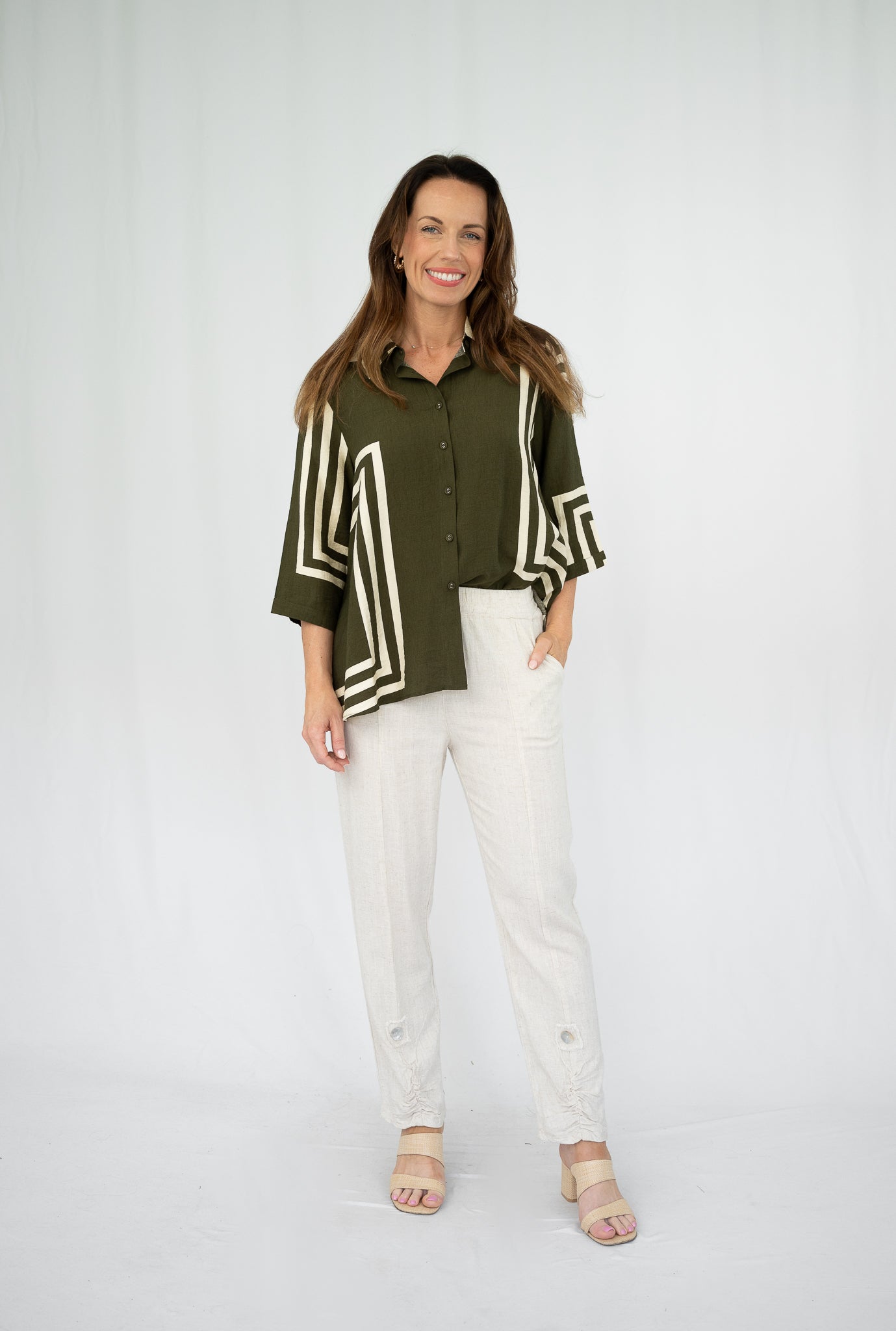 Cartia Geometric Blouse Olive