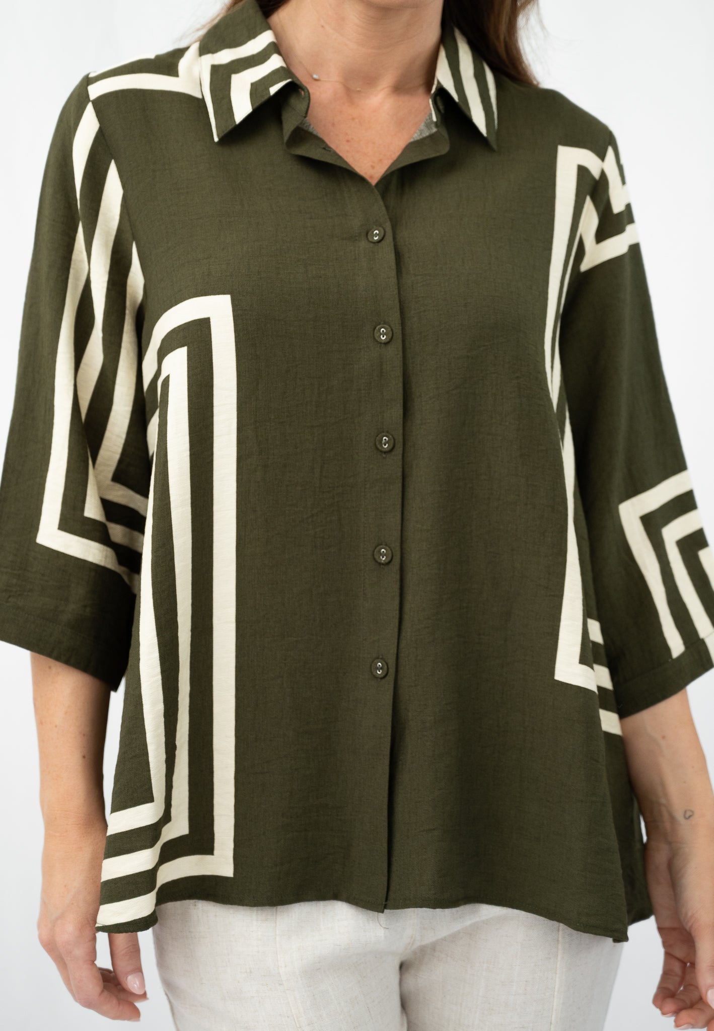 Cartia Geometric Blouse Olive
