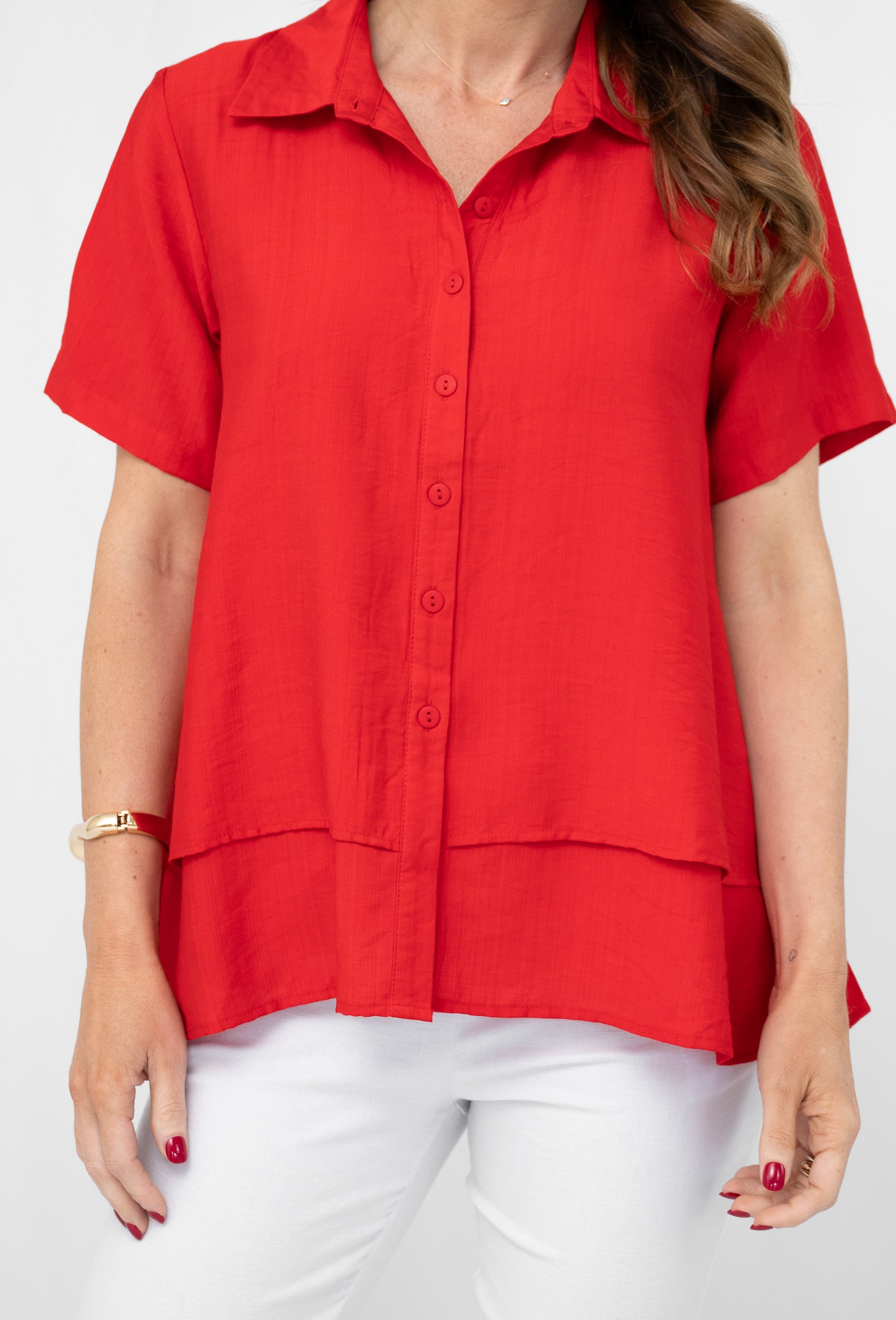 Sally Front Layer Shirt Red