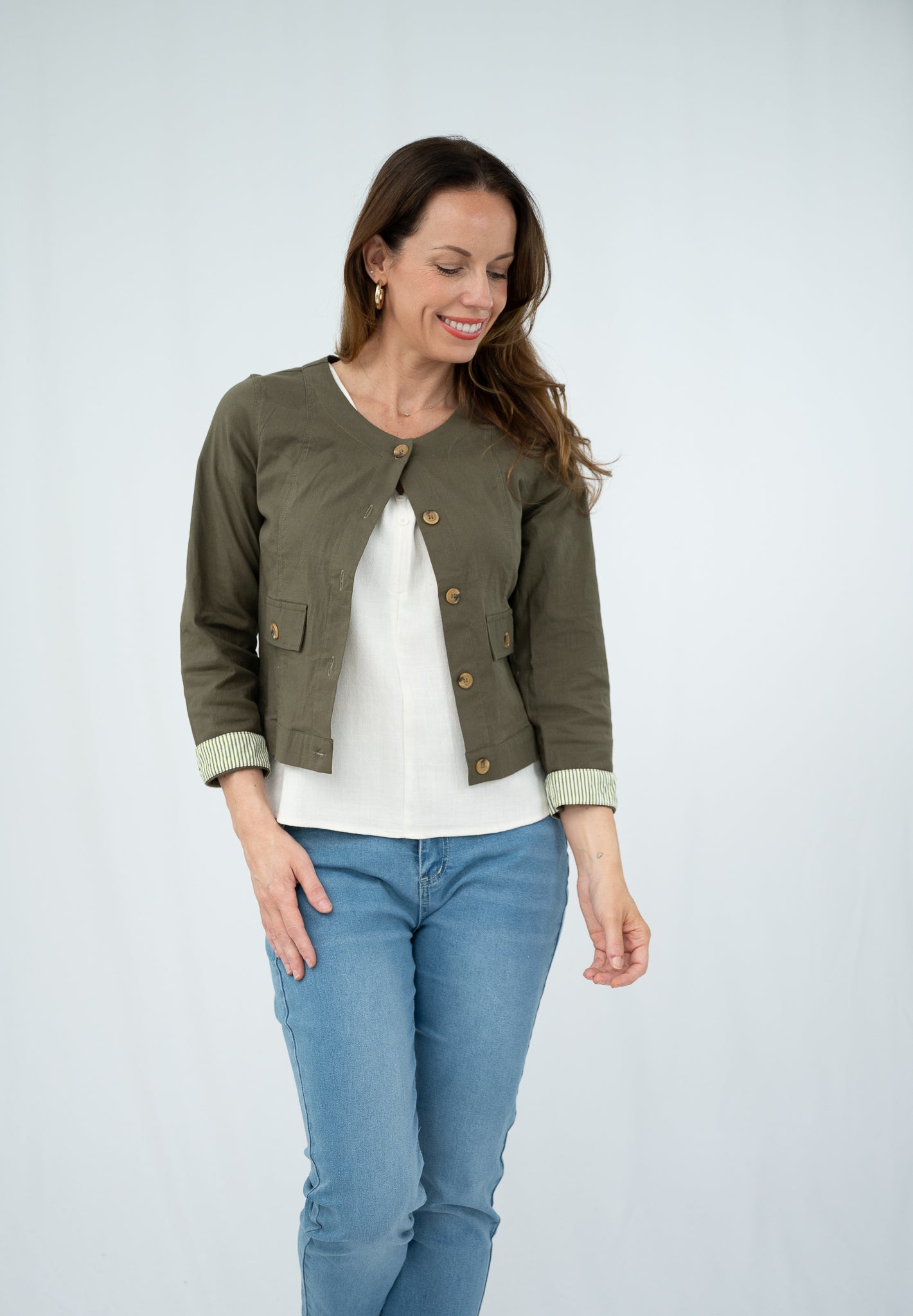 Alexi Linen Blend Jacket Khaki