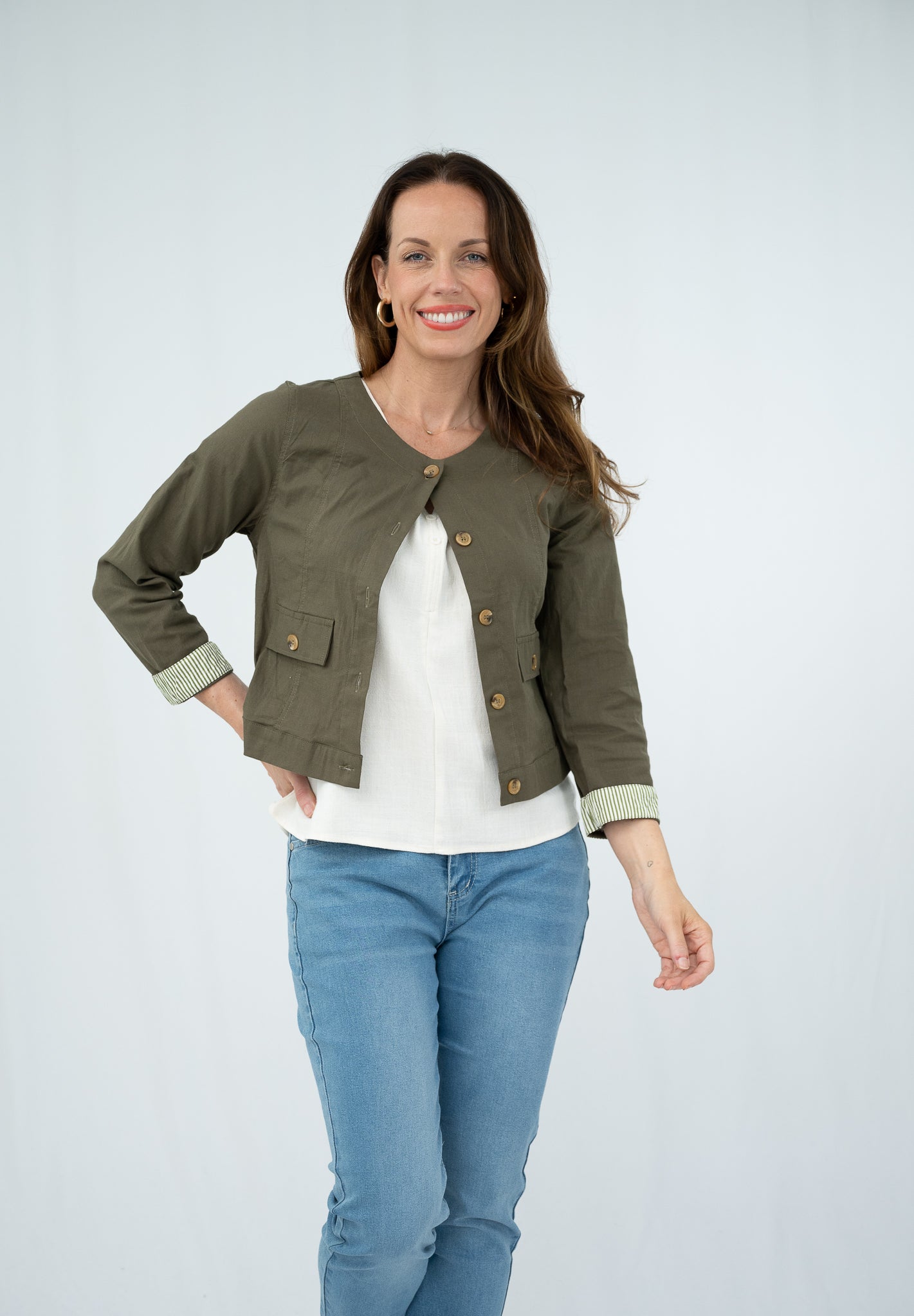 Alexi Linen Blend Jacket Khaki