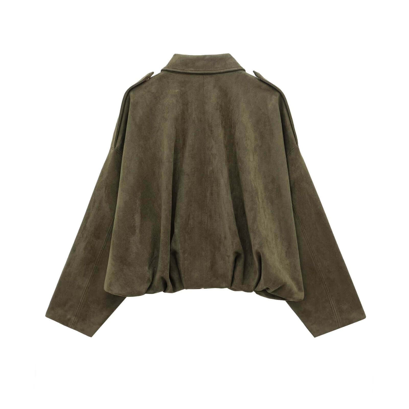 Juni Suede Bomber Jacket Olive