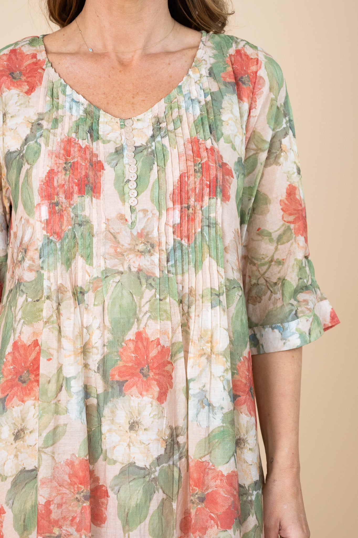 Blanca Floral Pleated Midi Dress