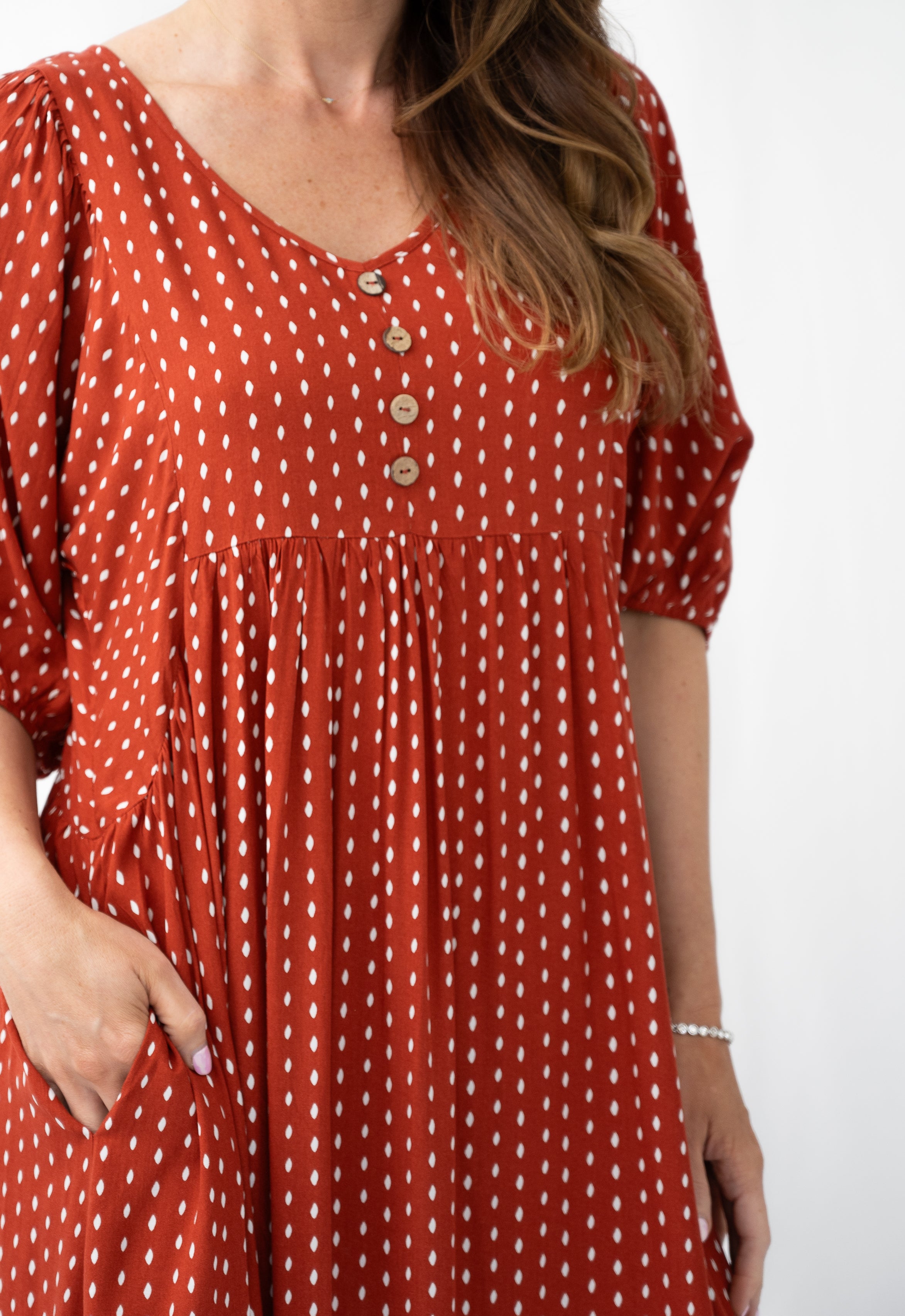 Yvonne Deep Red Peasant Dress