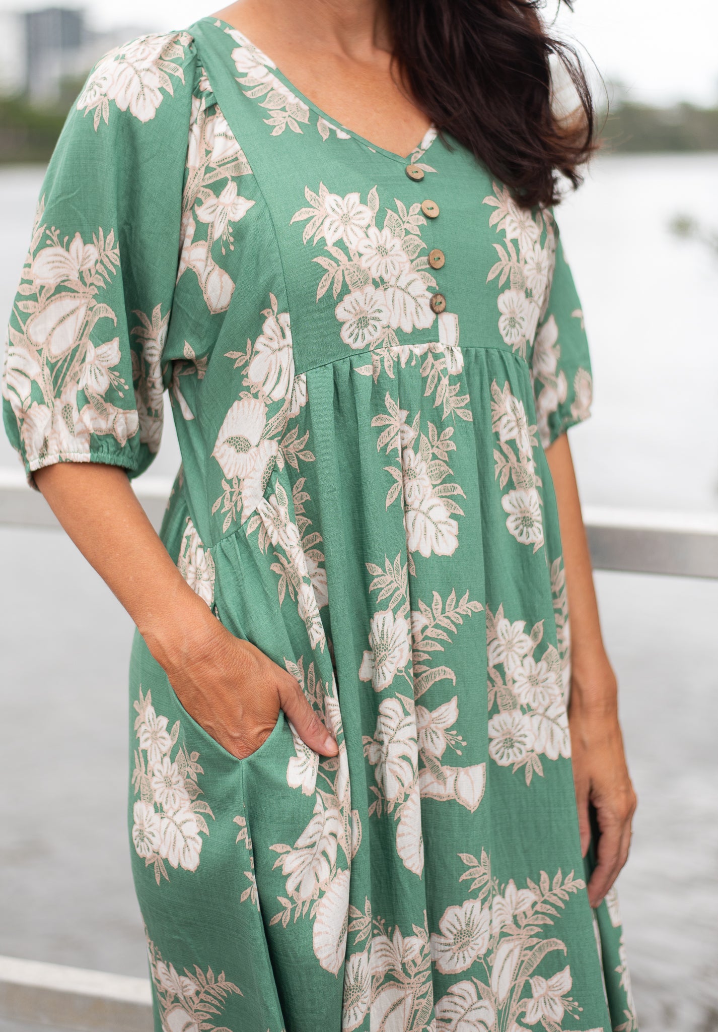 Doreen Peasant Dress Sage