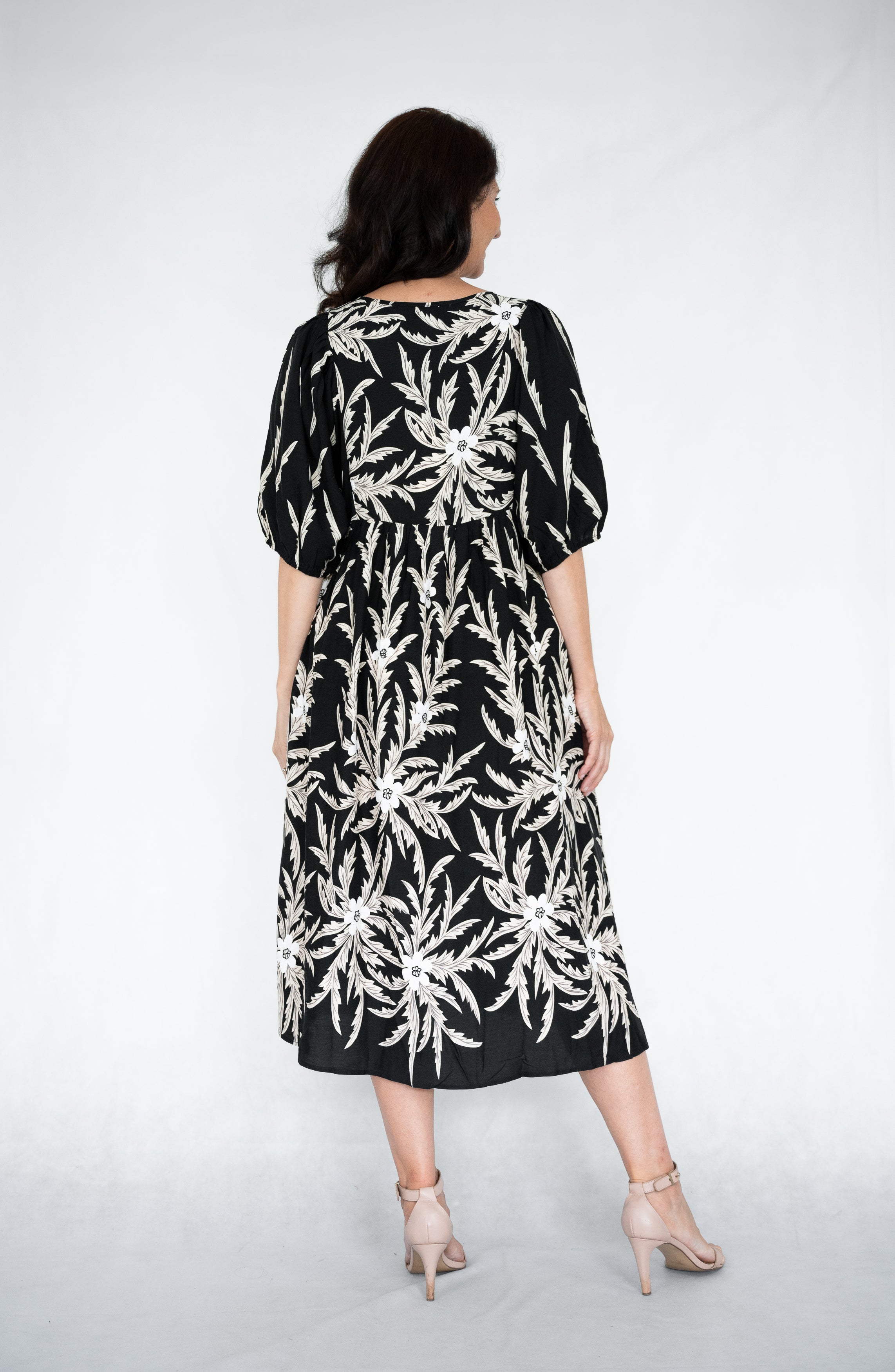 Lydia Floral Peasant Midi Dress