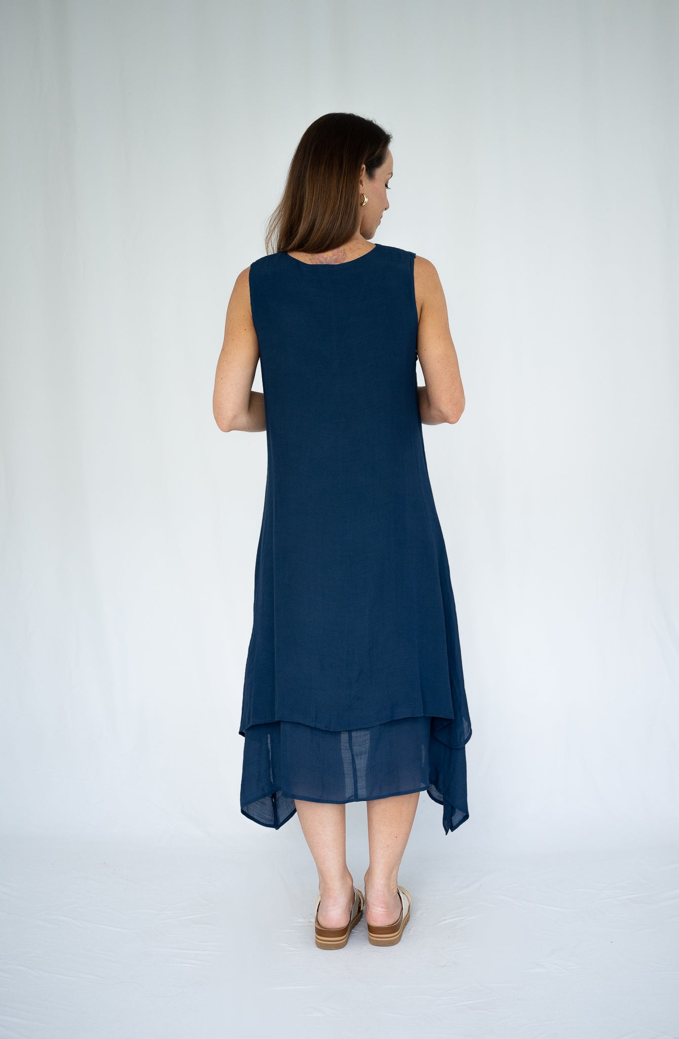Hayley Sleeveless Midi Dress Navy
