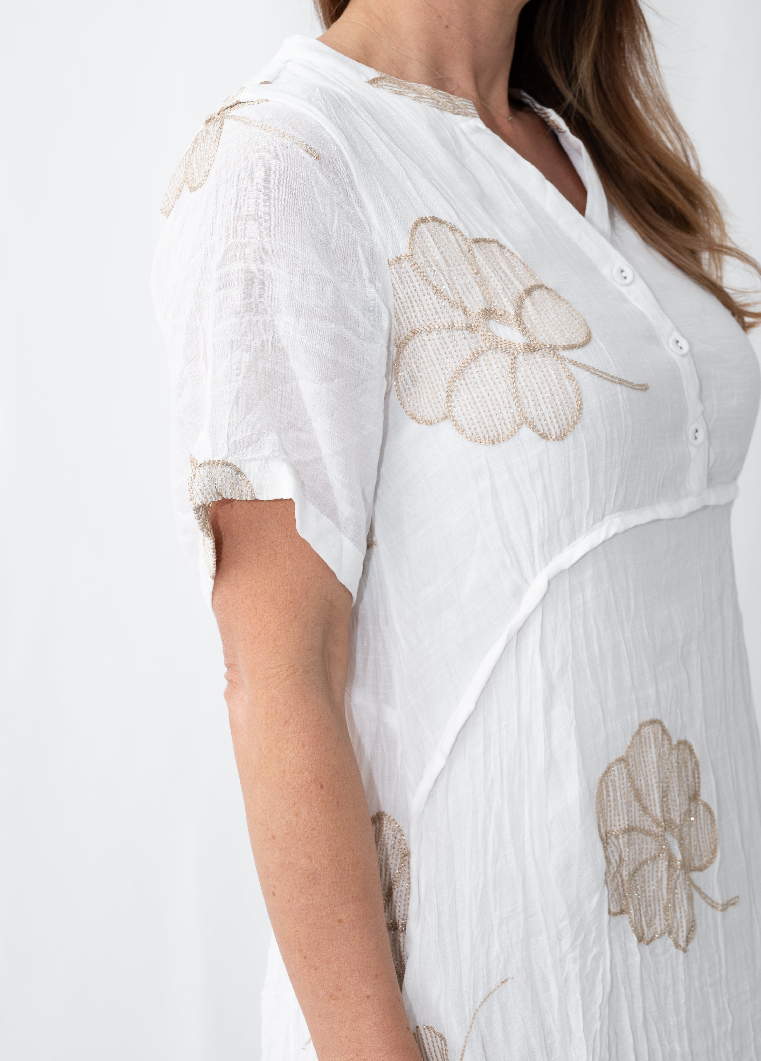 Nellie Embroidered Midi Dress White