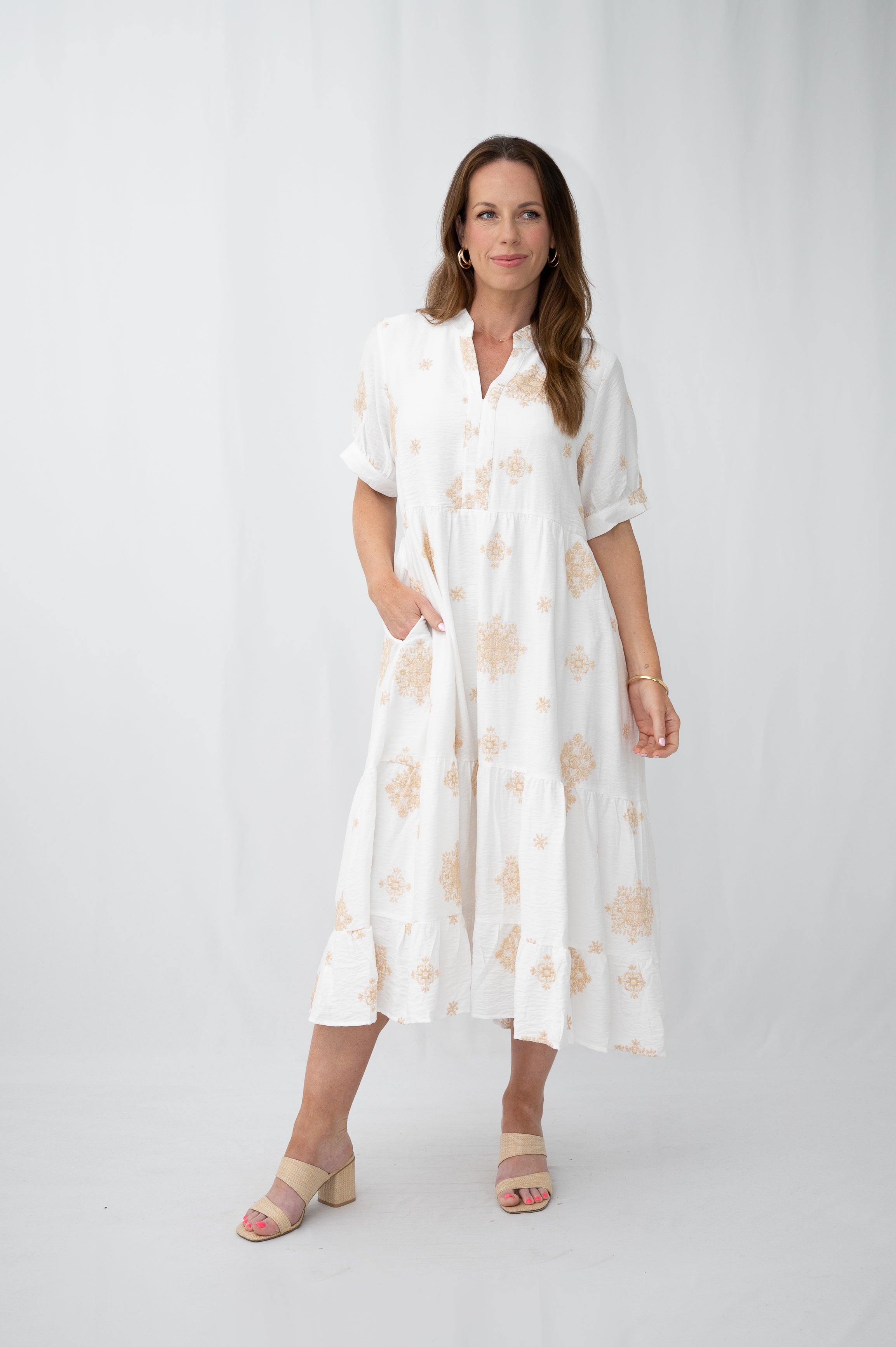 Sandy Bay Embroidered Midi Dress