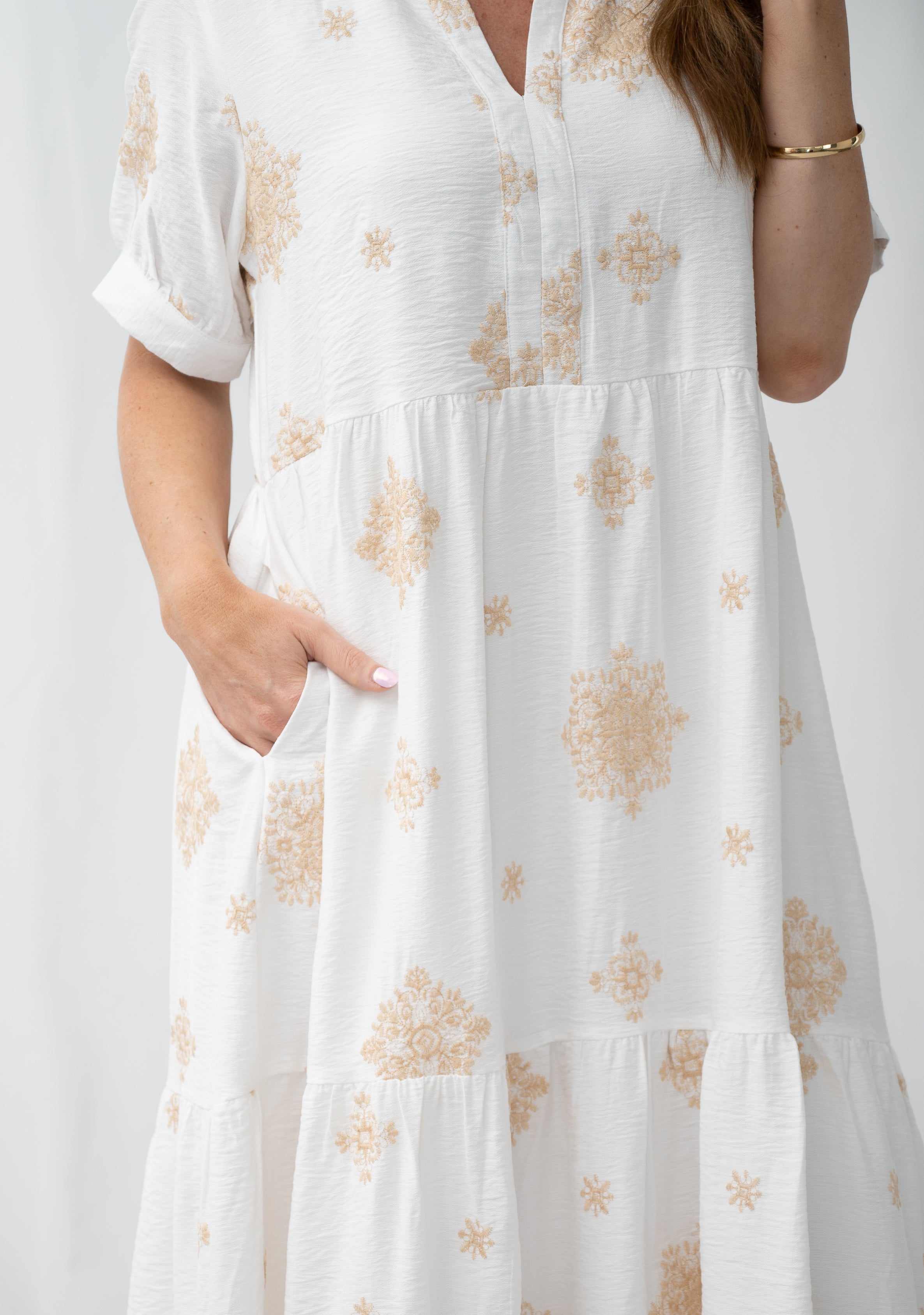 Sandy Bay Embroidered Midi Dress