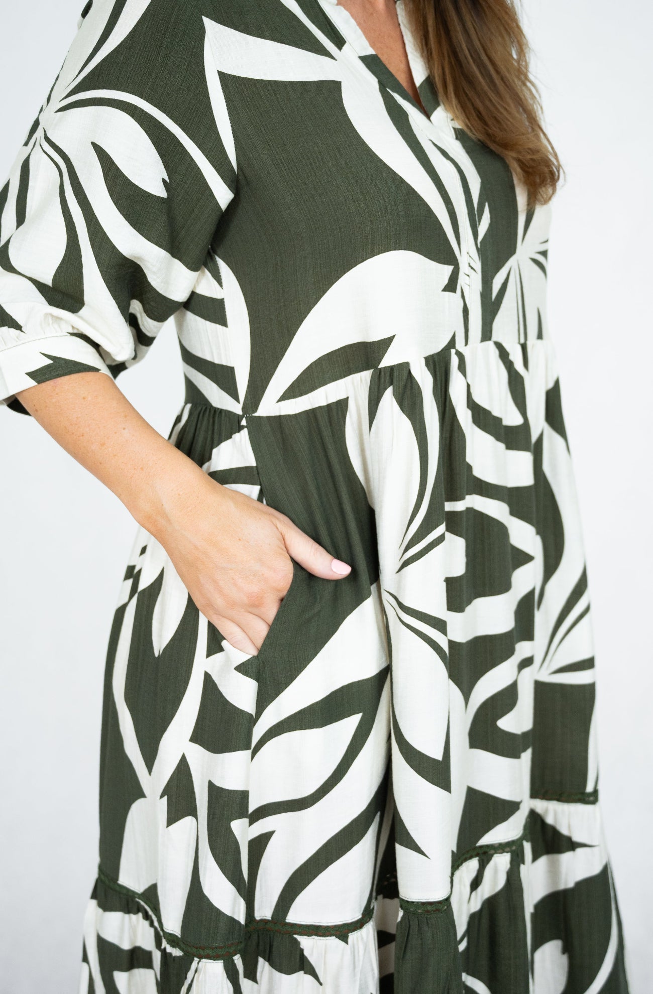Rita Abstract Tiered Midi Dress