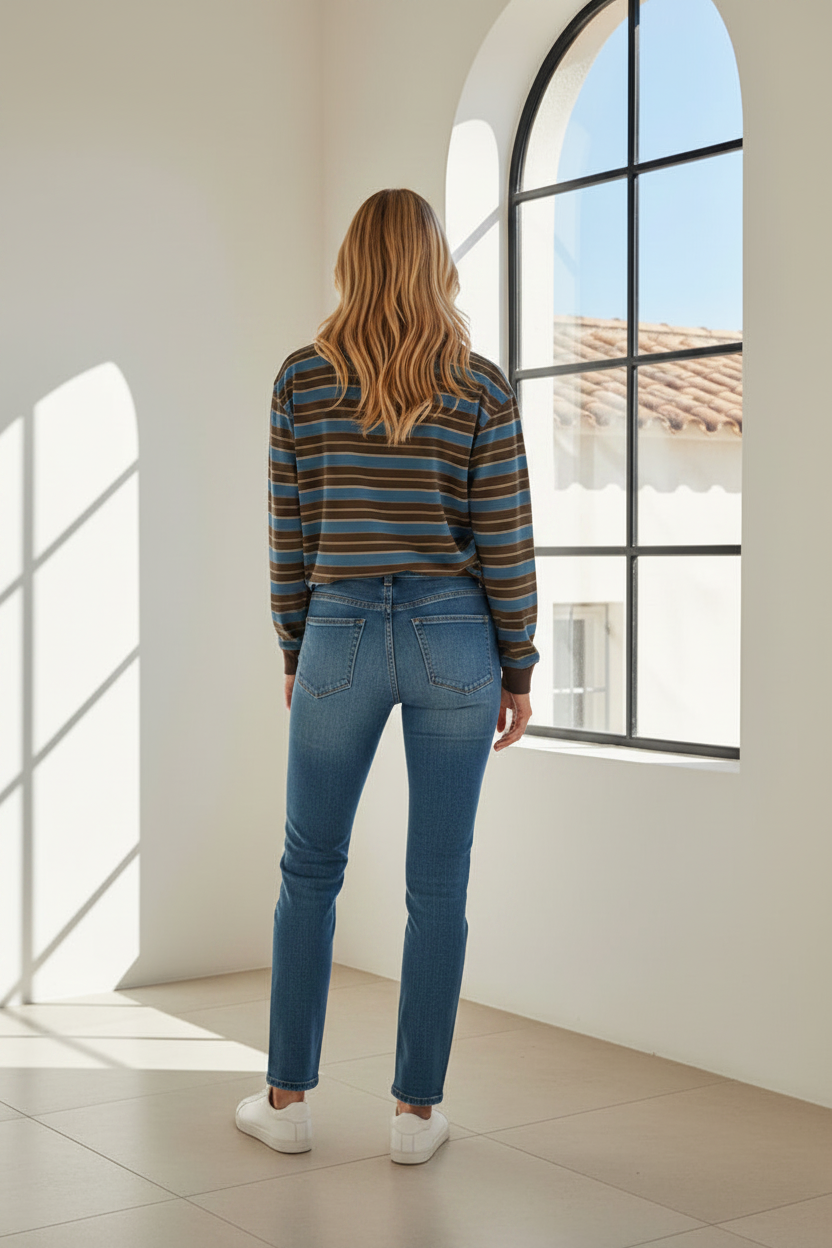 Charlie Stripe Rugby Top Blue/Green/Choc
