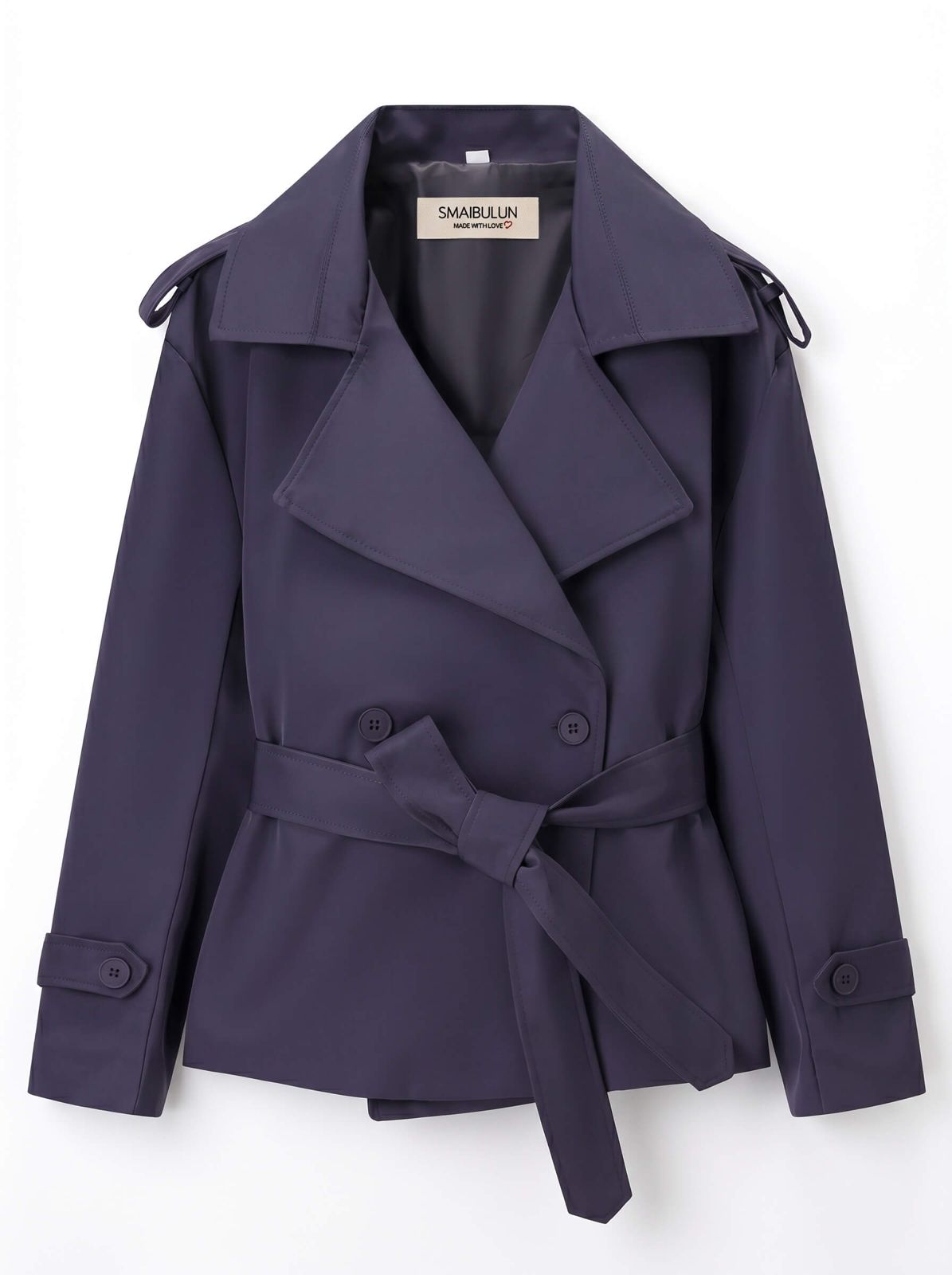 Teagan Cropped Trench Coat Navy