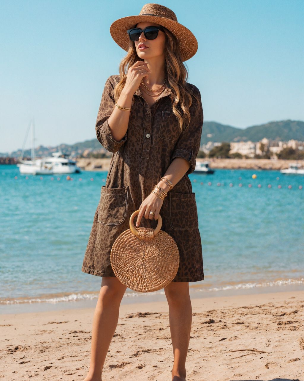 Leopard Denim Mini Dress