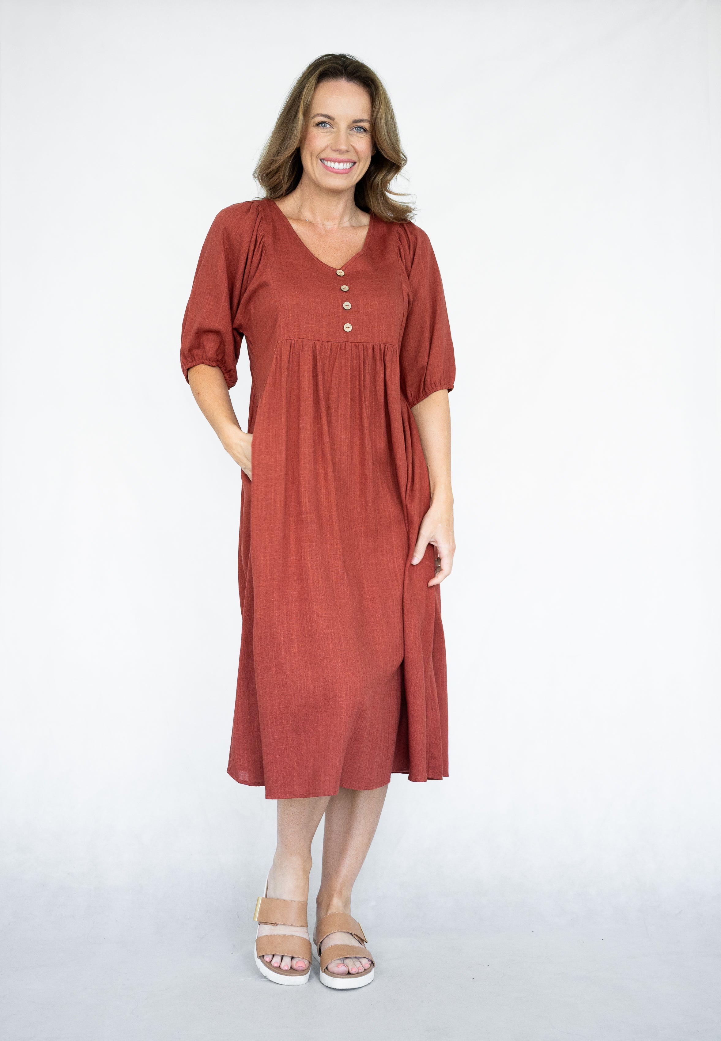 Bonny Rust Midi Dress