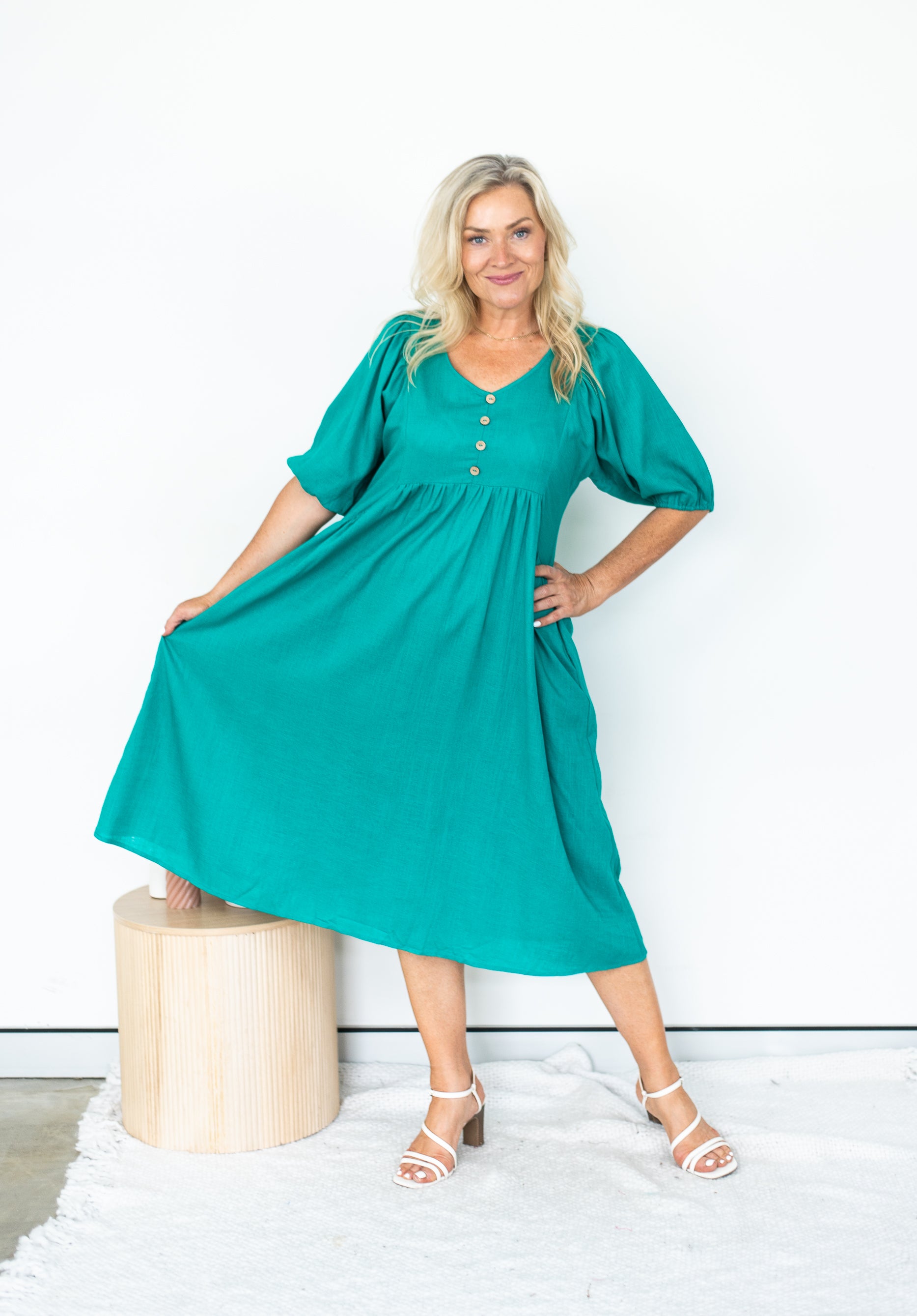 Bonny Teal Midi Dress