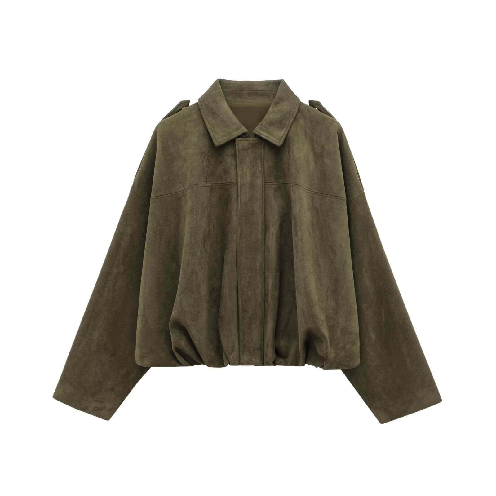 Juni Suede Bomber Jacket Olive