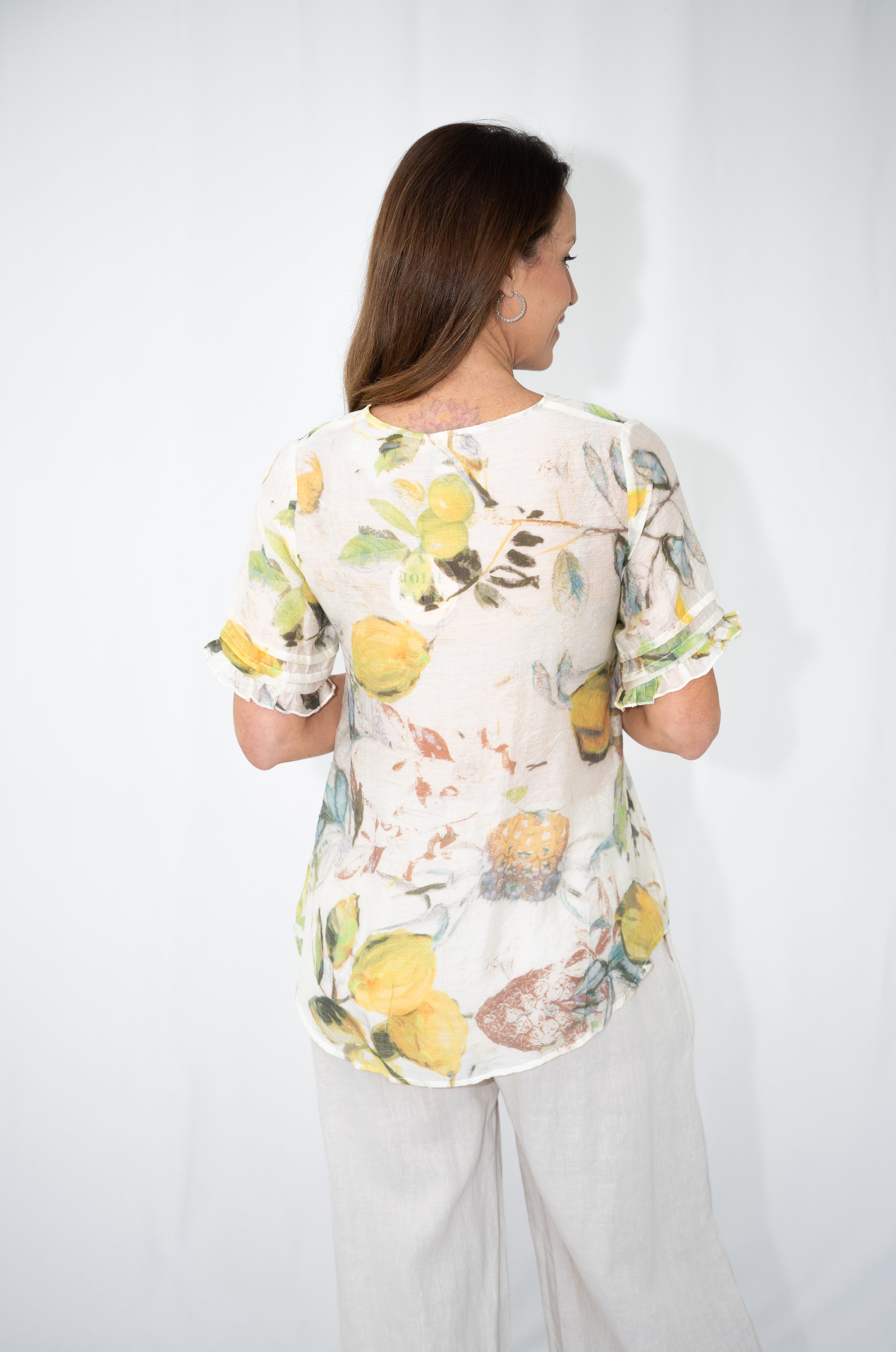 Citrus Glow Pleated Top