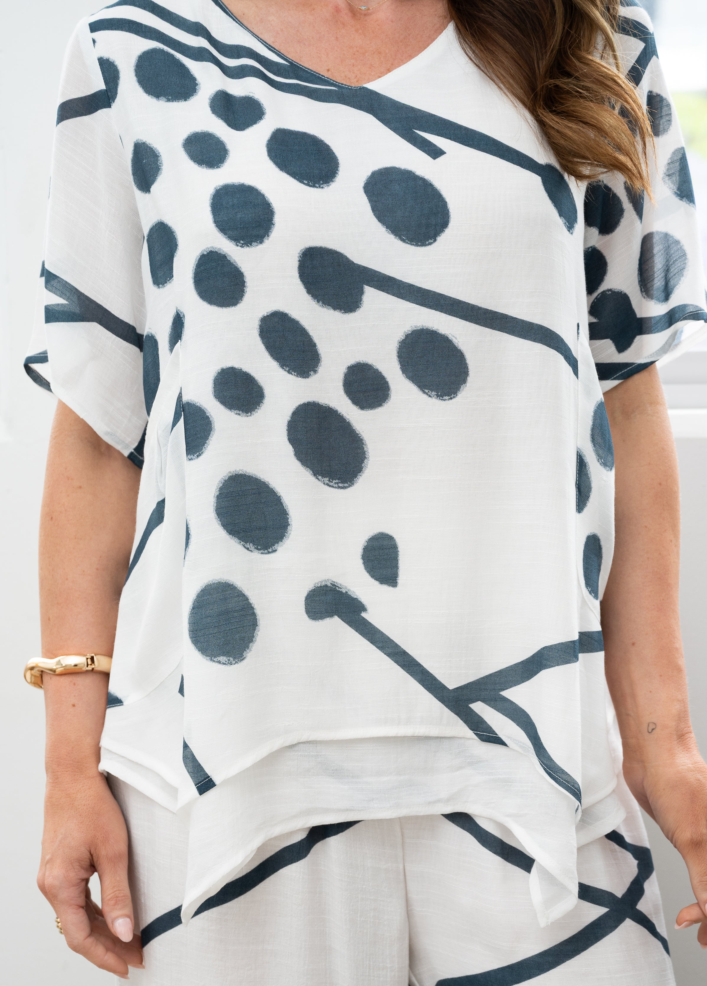 Geometric Abstract Top Navy