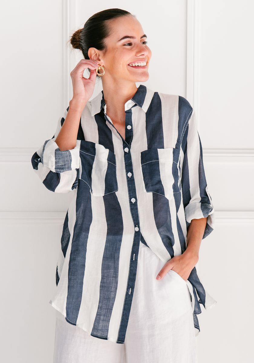 Beachline Stripe Linen Shirt