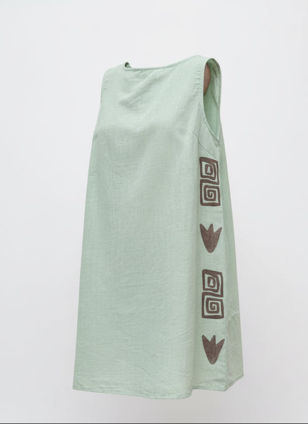 Ciella Side Print Mini Swing Dress Sage