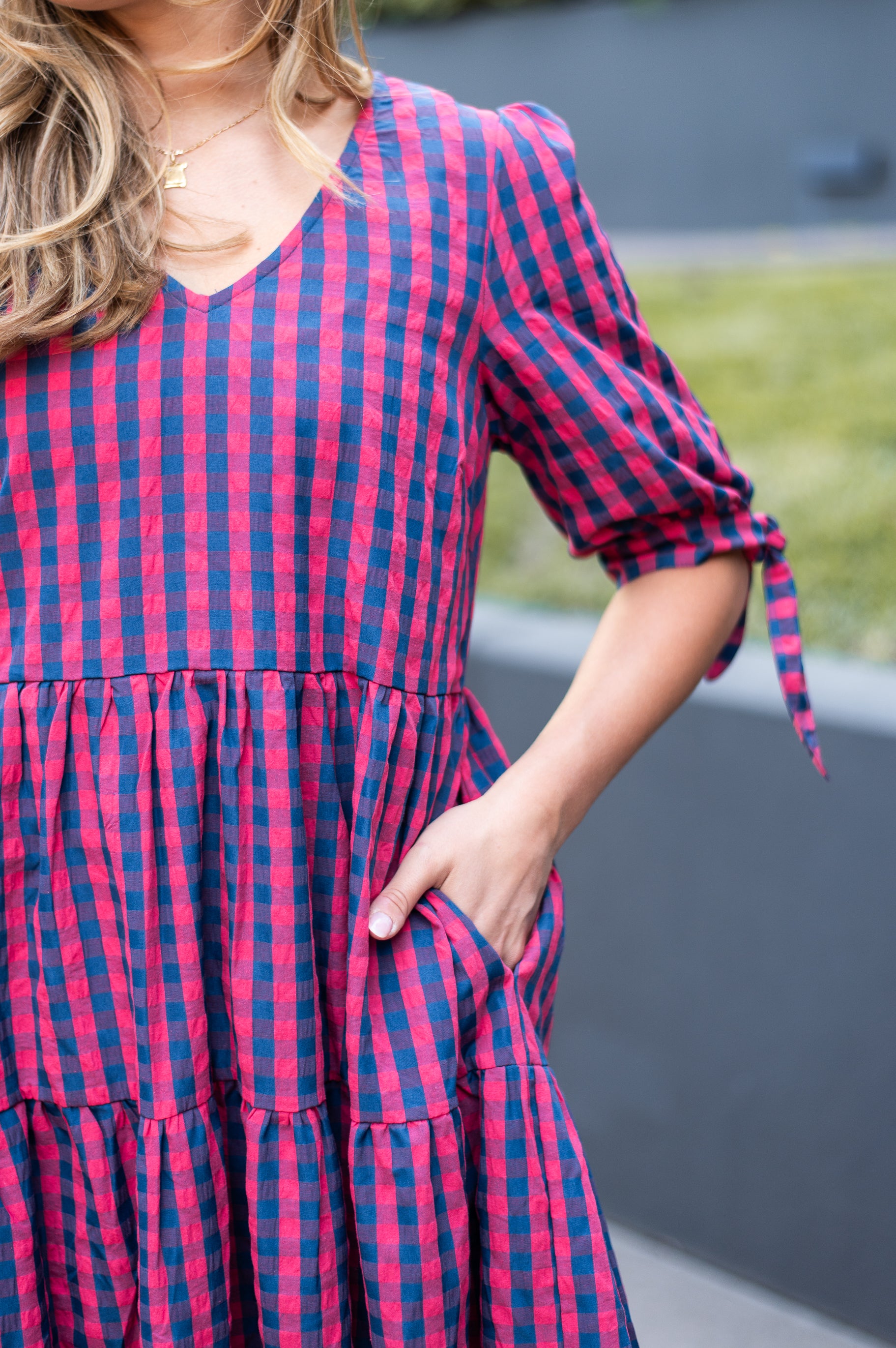 Annie Gingham Midi Dress