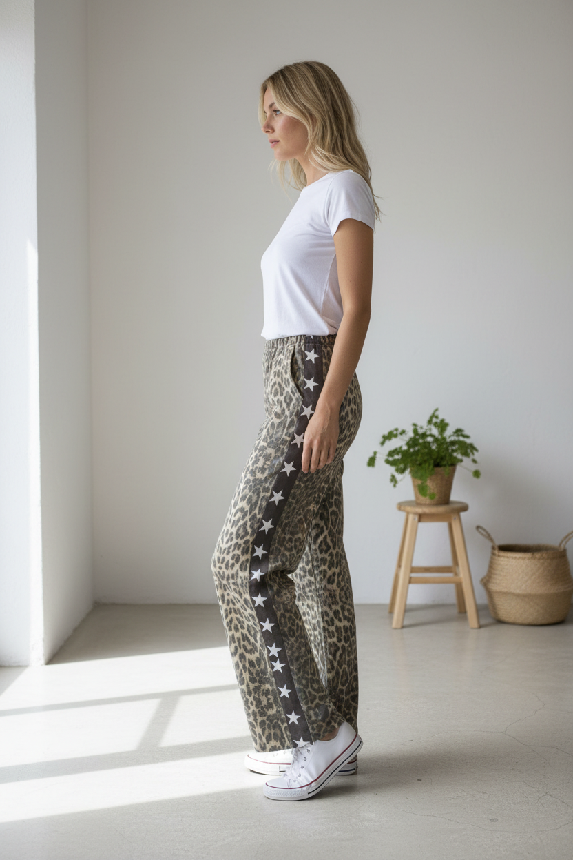Leopard Pant with Chocolate Racer Stars