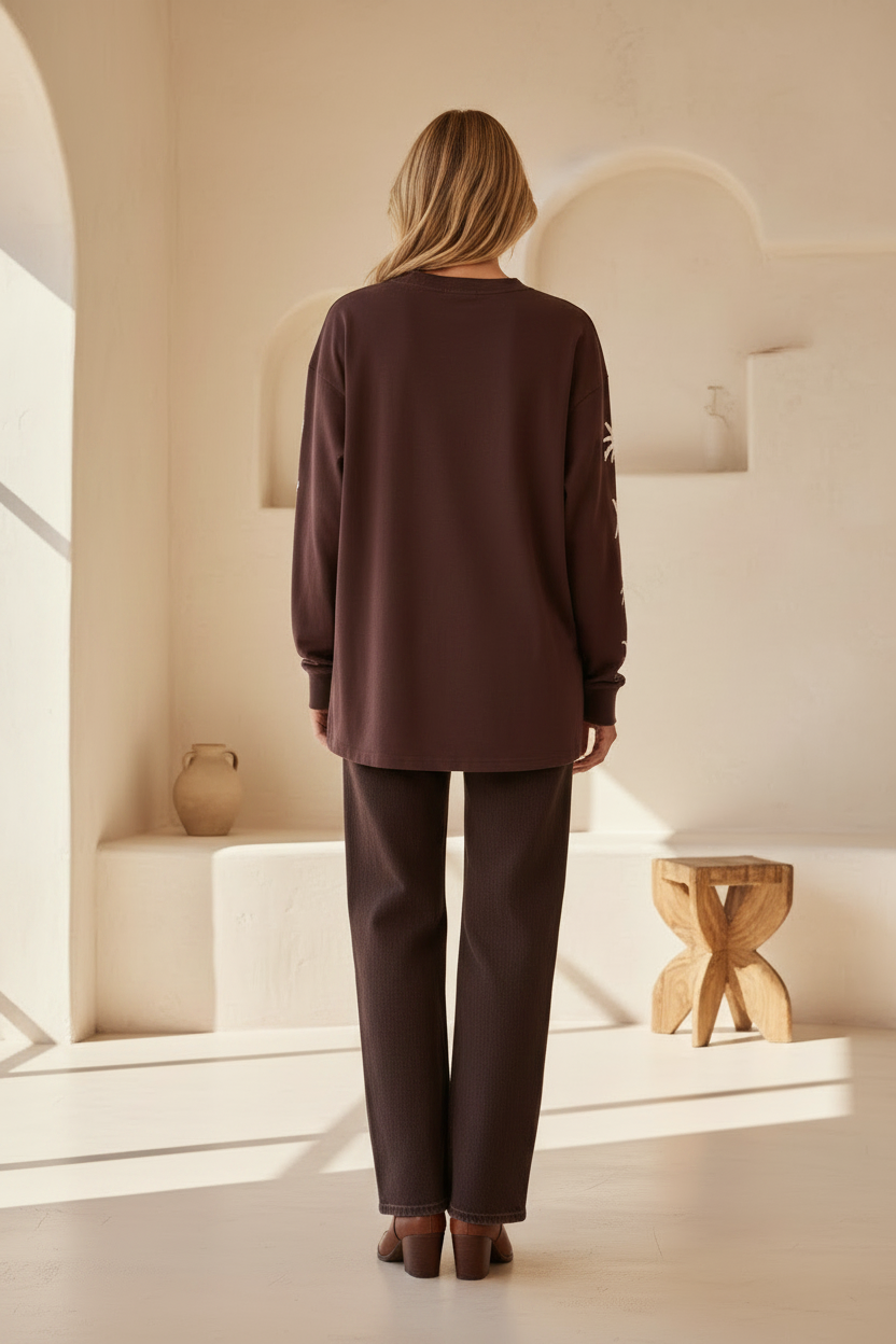Stay Wild Long Sleeve Tee Chocolate