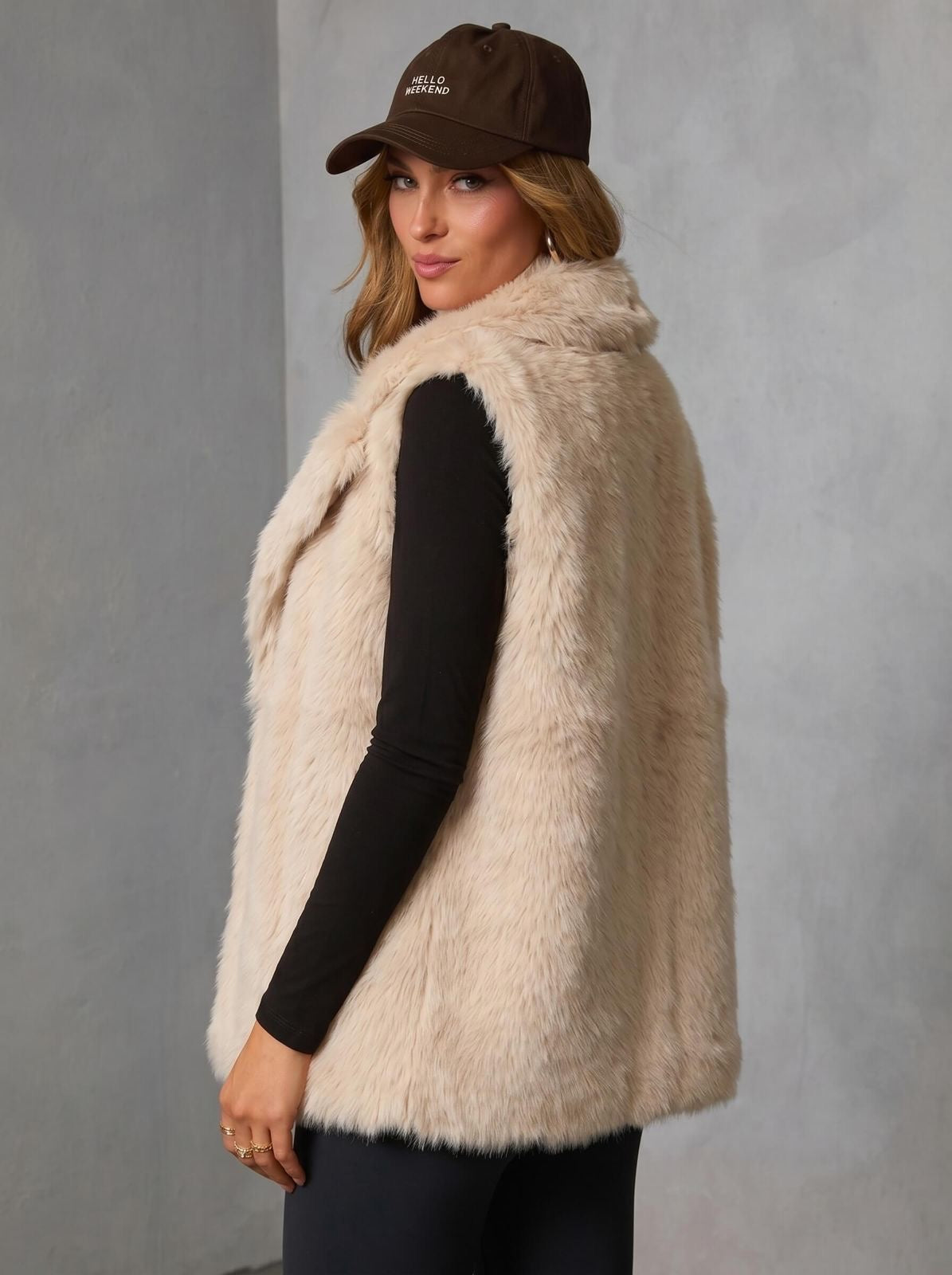 Chantell Faux Fur Vest Beige