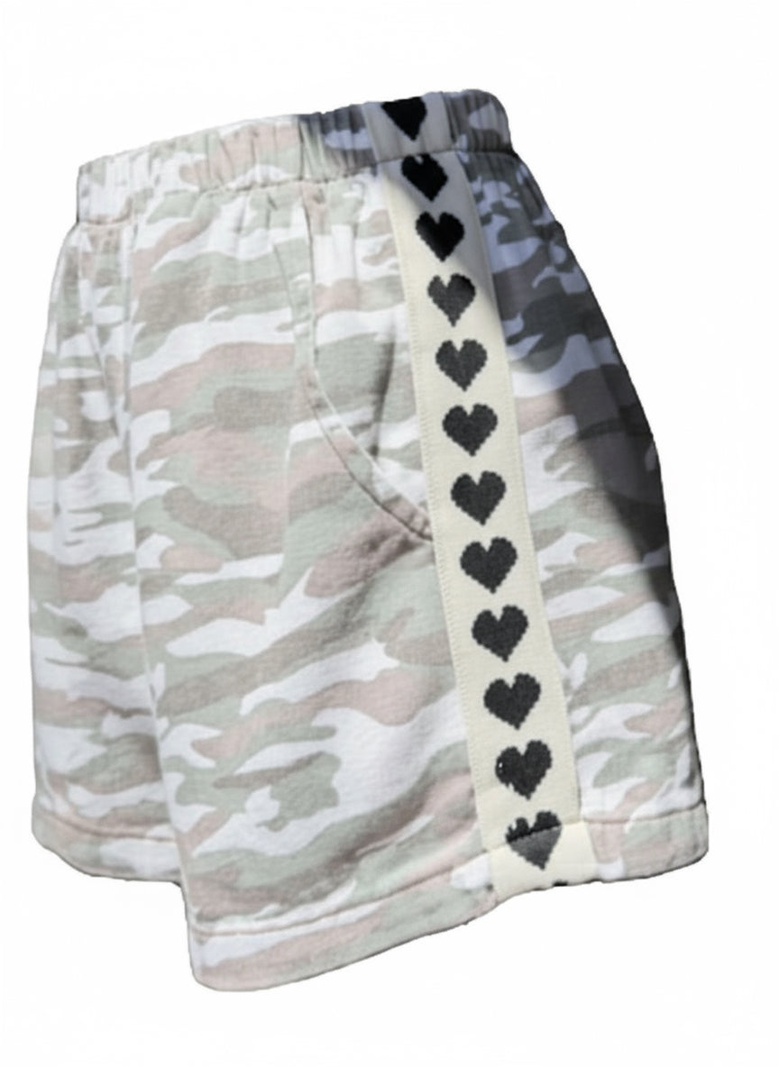 Light Camo Black Hearts By Frankie Shorts
