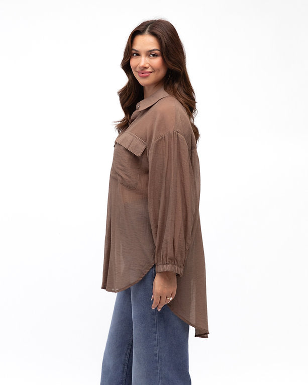 Valarie Tropical Shirt Chocolate