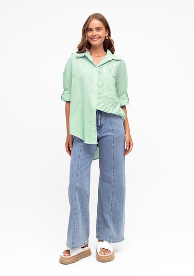 Little Love Heart Green Stripe Shirt