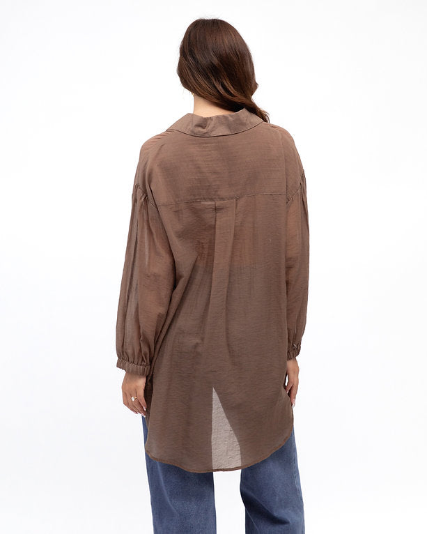 Valarie Tropical Shirt Chocolate